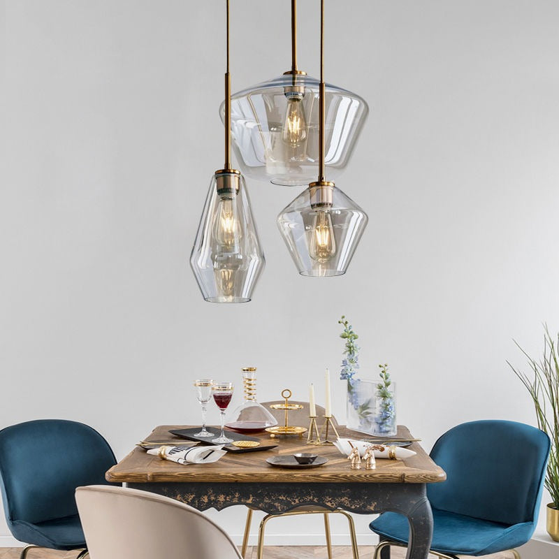 Virelo Pendant Light Glass Clear/Amber Diamond-Neutral Decor
