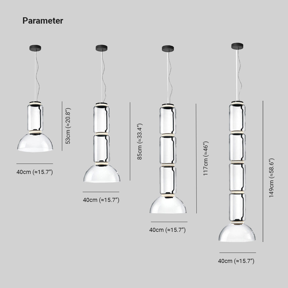 Kanedum Minimalist Combination Glass Pendant Light, Clear