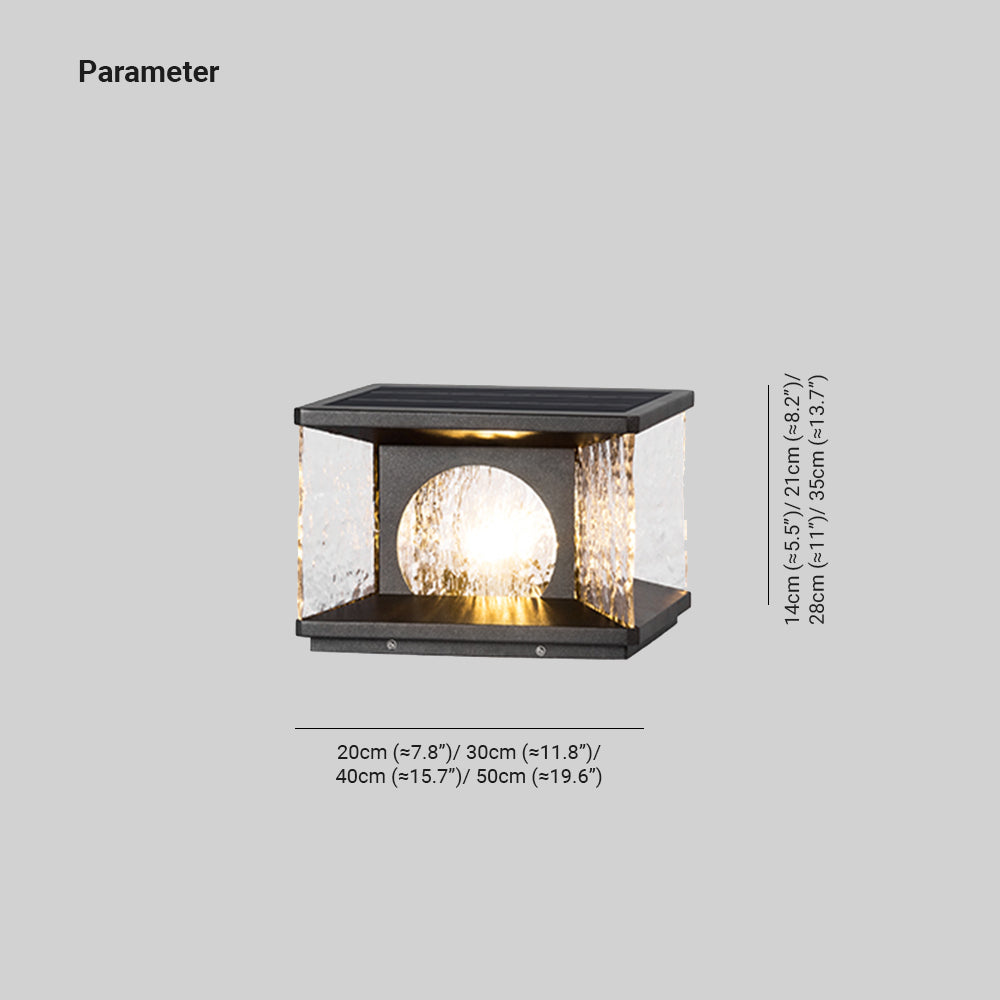 Girunan Modern Transparent Rectangular Metal Glass Outdoor Floor Lamp, Black
