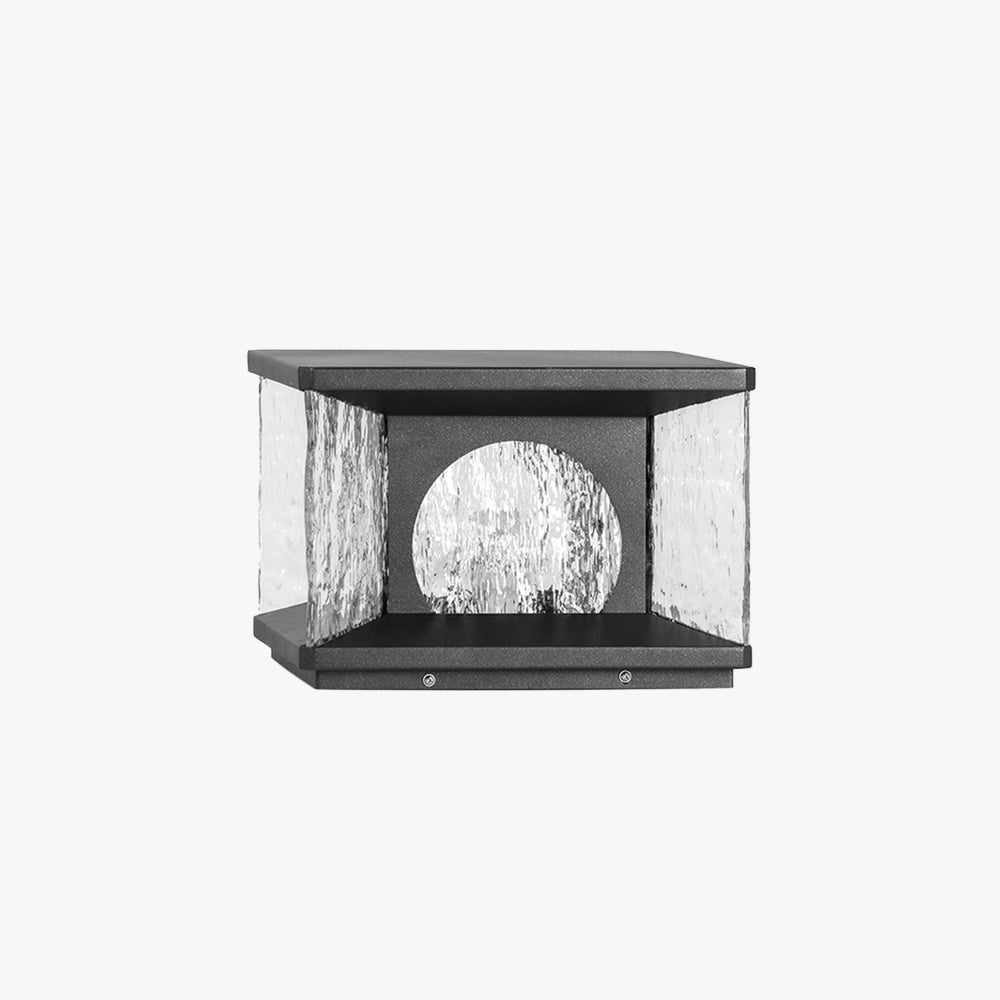 Girunan Modern Transparent Rectangular Metal Glass Outdoor Floor Lamp, Black