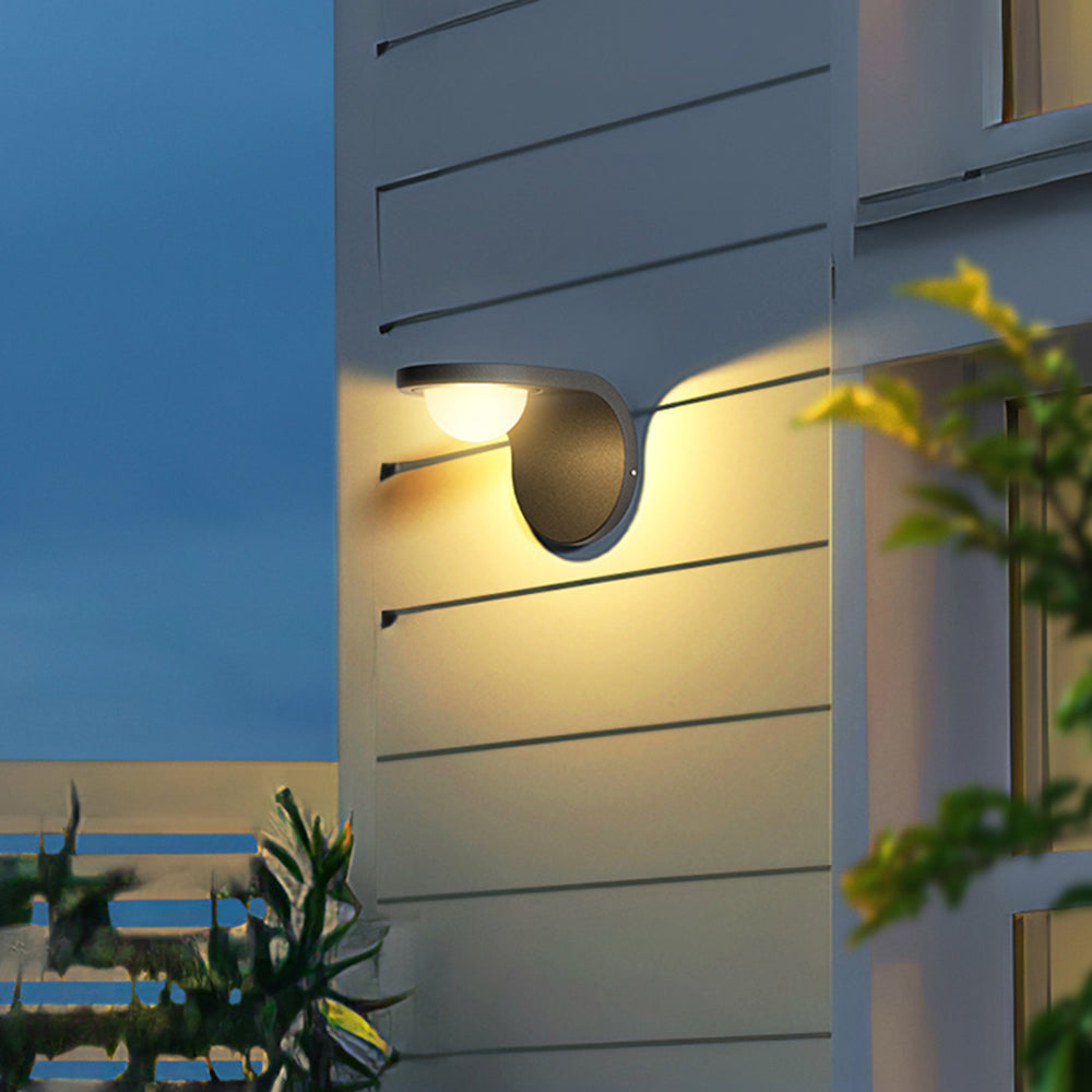 Seberal Modern Arc Metal/ Solar Waterproof Adjustable Outdoor Wall Lamp, Black