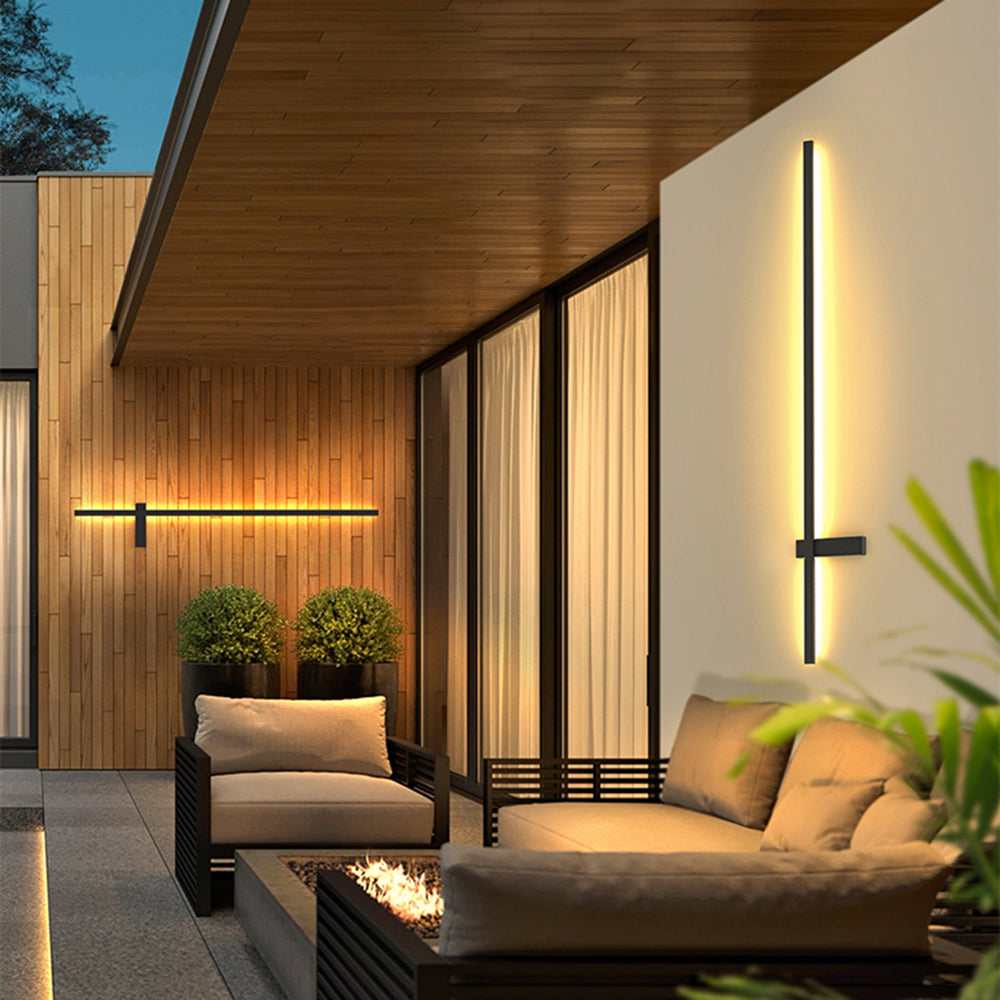 Letigot Minimalist Duo-Linear Outdoor Wall Lamp, Black