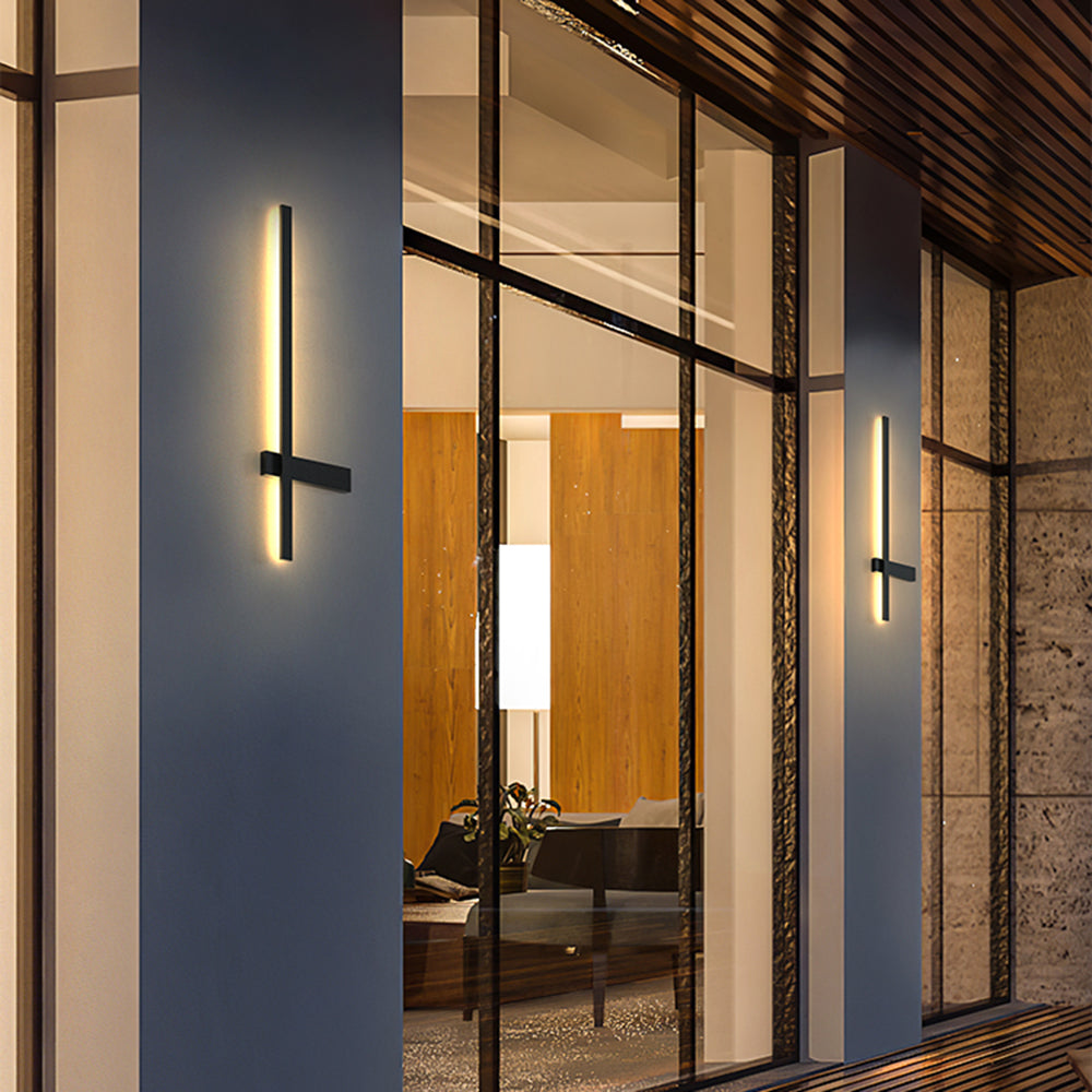 Letigot Minimalist Duo-Linear Outdoor Wall Lamp, Black