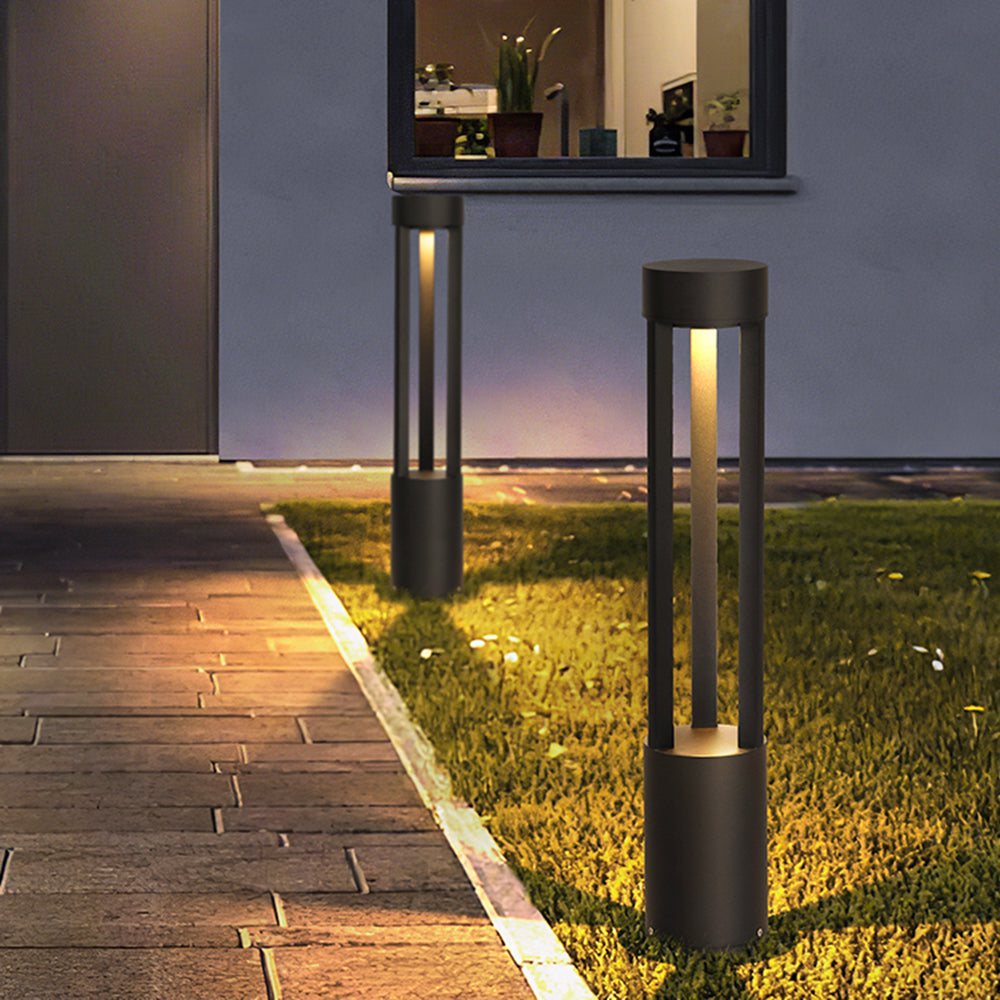 Fusumel Modern Cylindrical Hollow Outdoor Path Light, Black