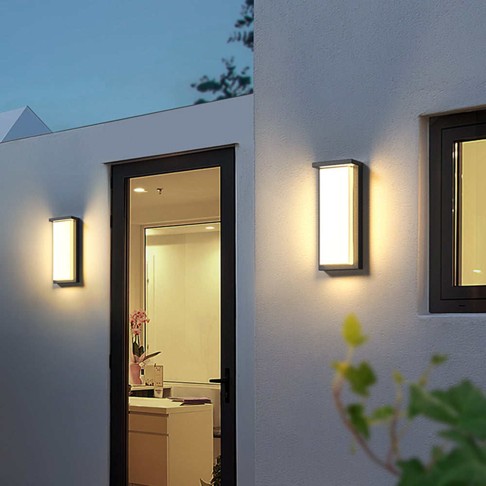 Rotabir Modern Minimalist Rectangular Metal Outdoor Wall Lamp, Black