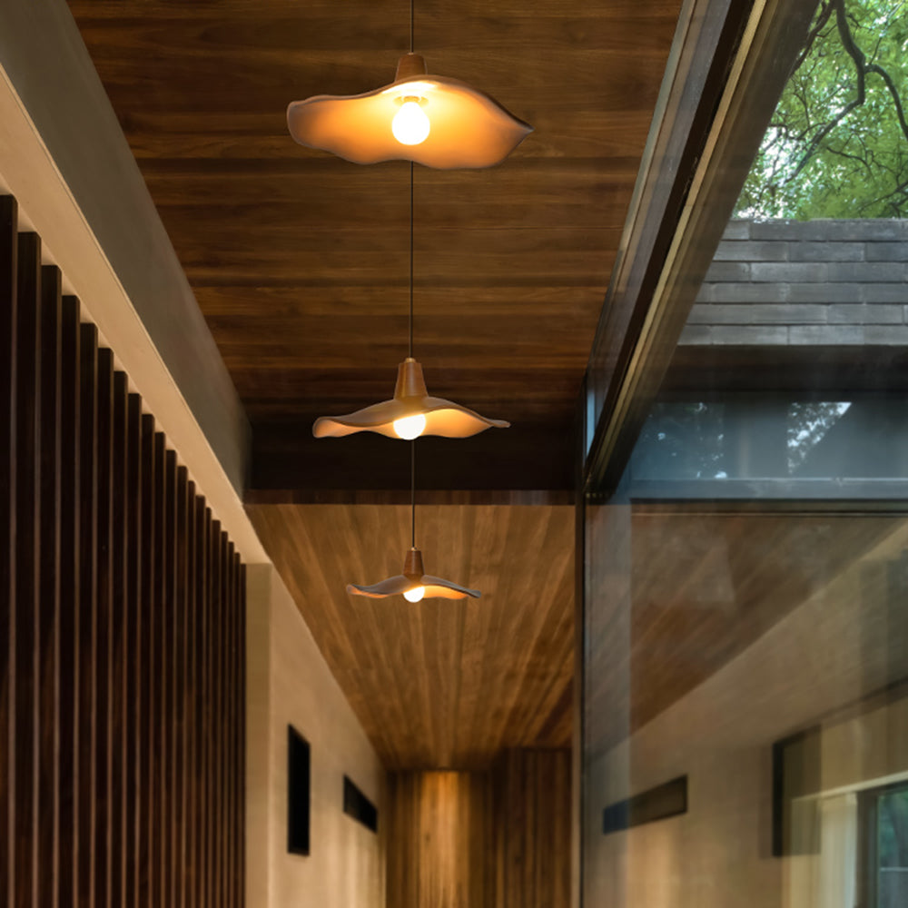 Civumil Pendant Light Wave Retro, Mahogany/Resin, Dining Room