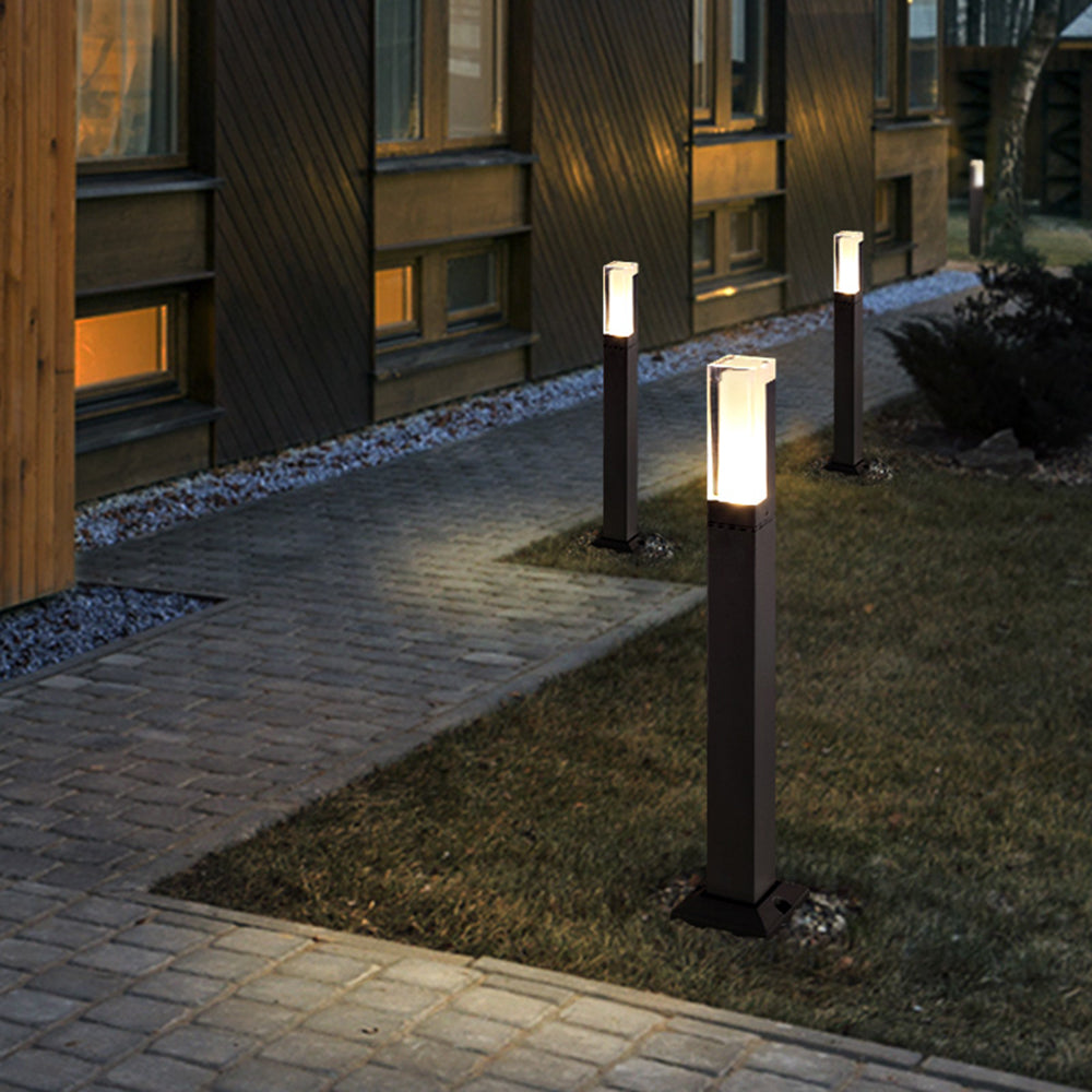 Tobovan Modern Rectangular Column Solar Outdoor Path Light, Black