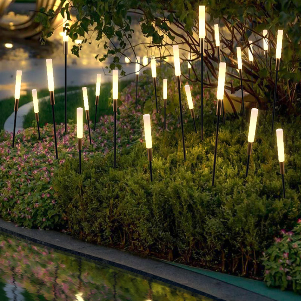 Garotat Modern Metal Reed Solar Outdoor Black Post Light