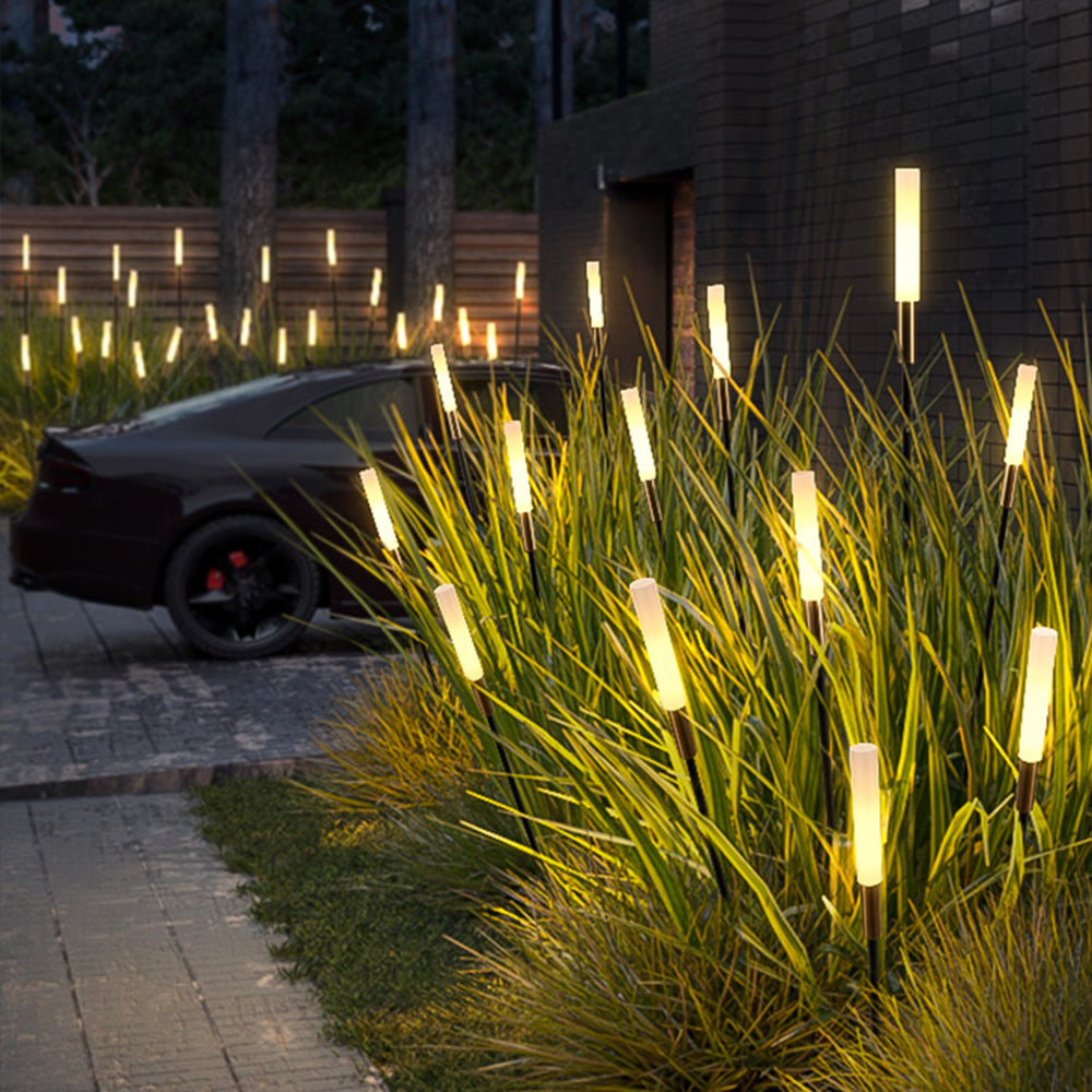 Garotat Modern Metal Reed Solar Outdoor Black Post Light