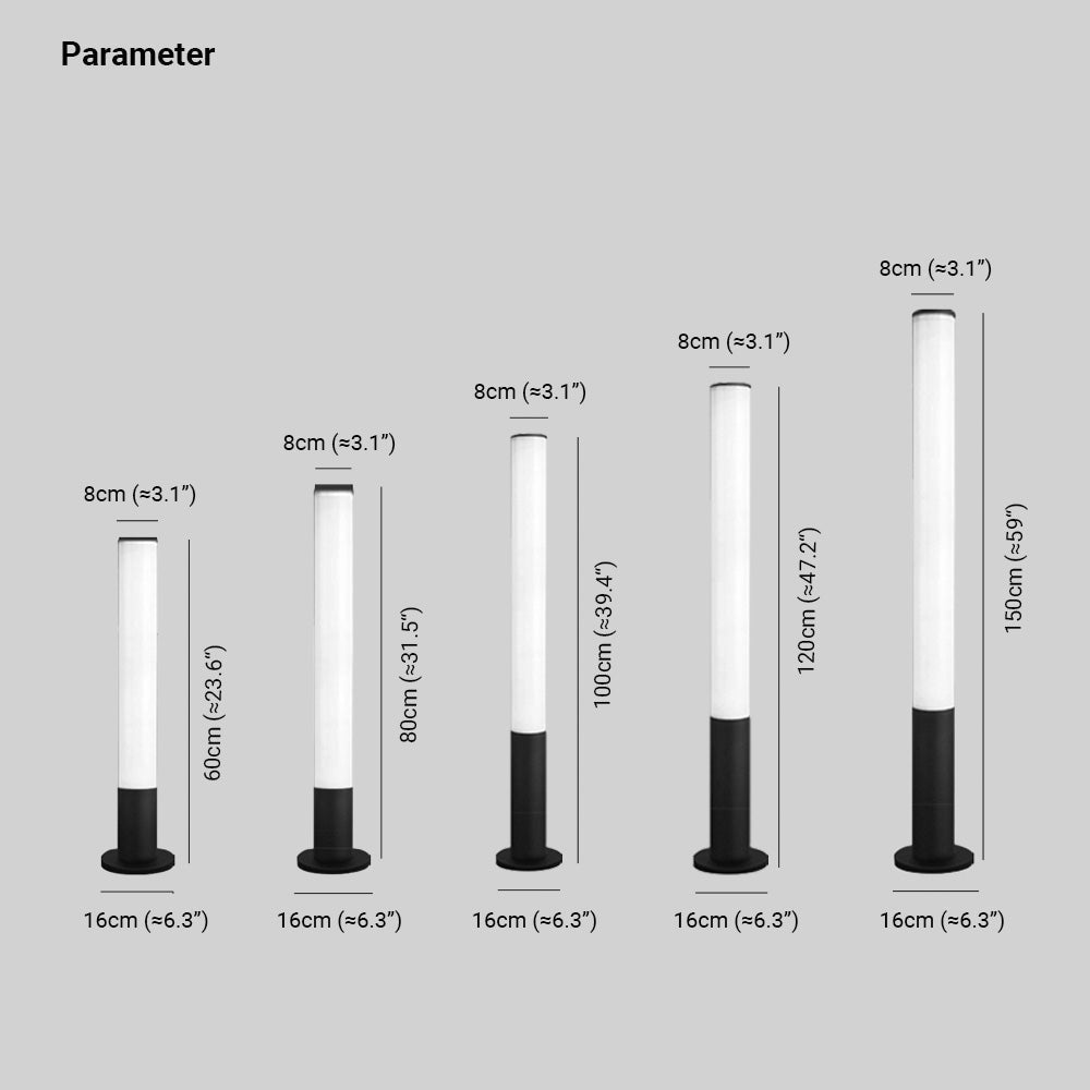 Fesunon Minimalist Cylindrical Outdoor Ground Ligh, Black
