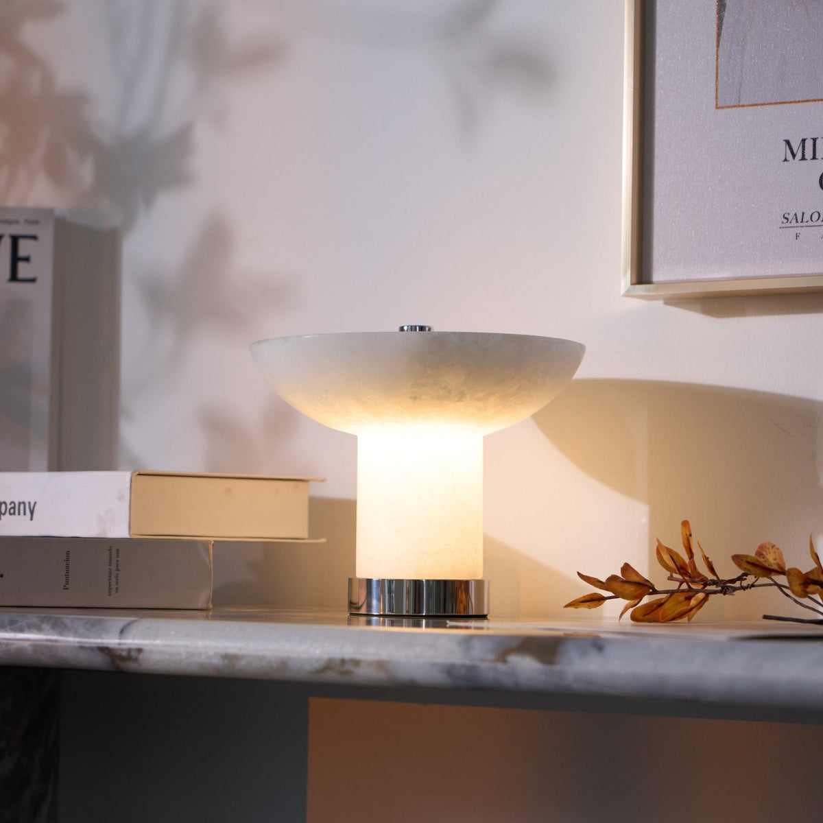 Eurnoran Mushroom Shaped Alabaster Table Lamp