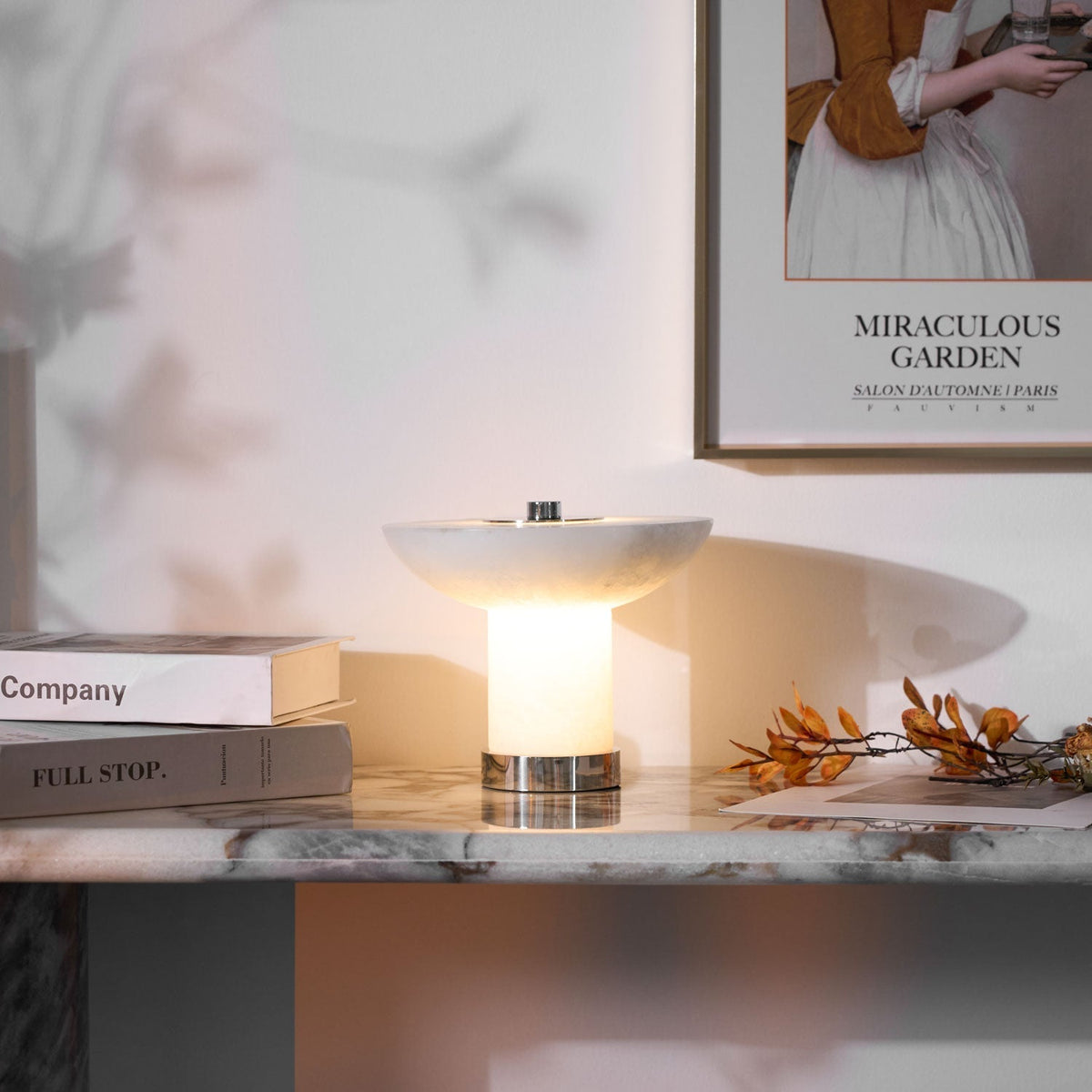 Eurnoran Mushroom Shaped Alabaster Table Lamp