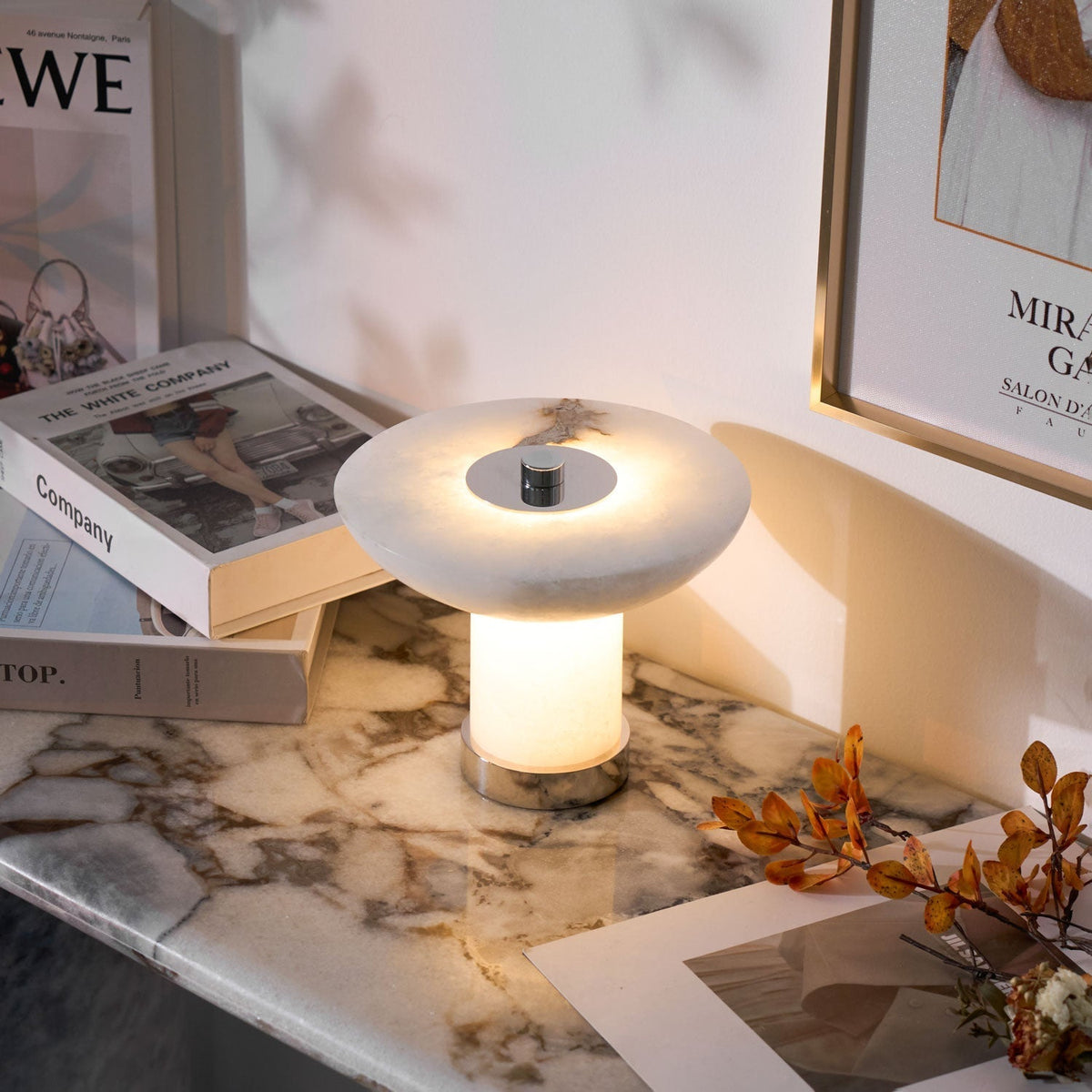 Eurnoran Mushroom Shaped Alabaster Table Lamp