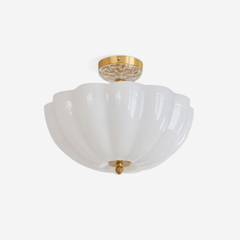 Cava Ceiling Light Brass and Glass with Elegant Petal Silhouette Modern