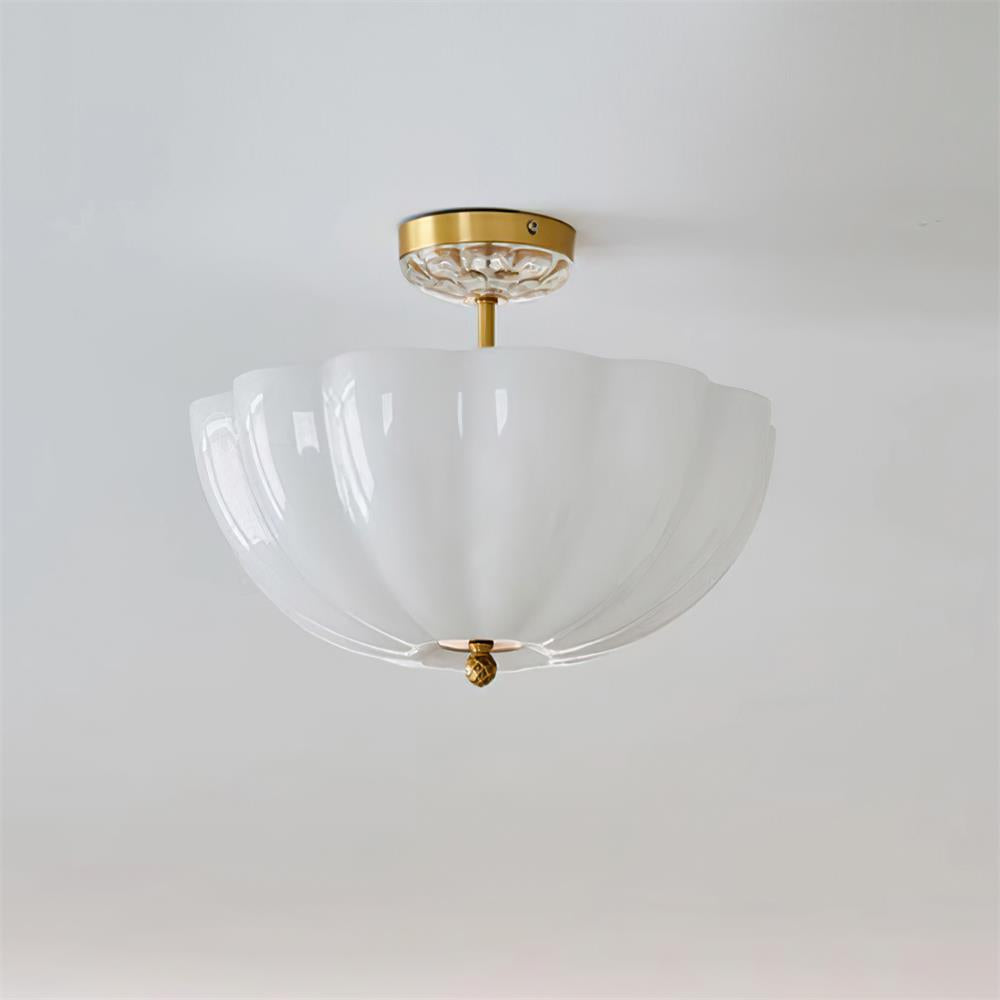 Cava Ceiling Light Brass and Glass with Elegant Petal Silhouette Modern