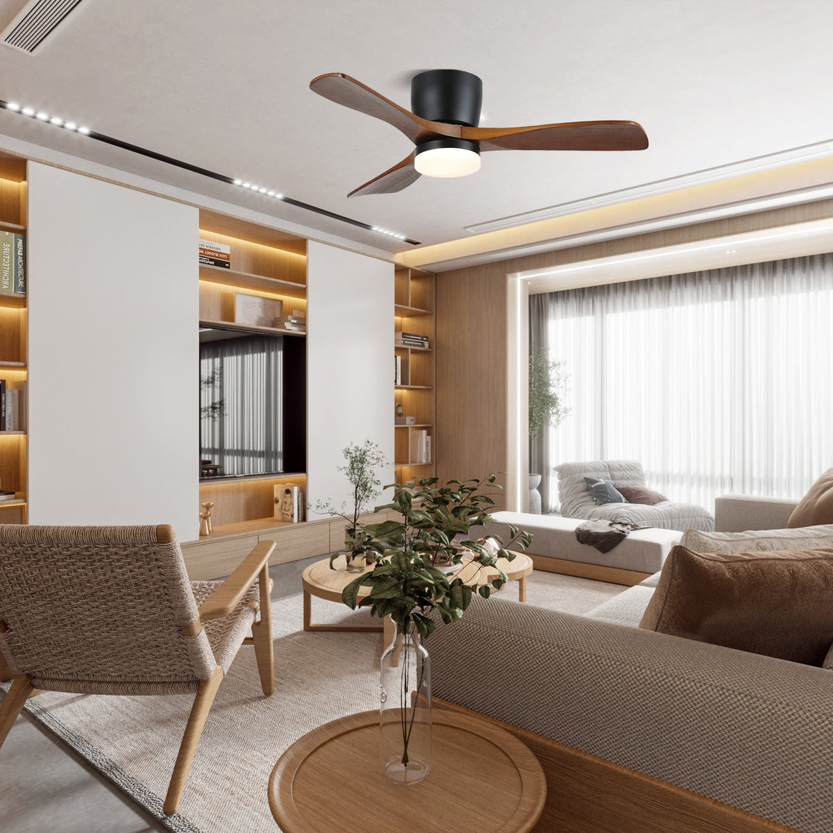Brinor Minimalist Wood Ceiling Fan Light