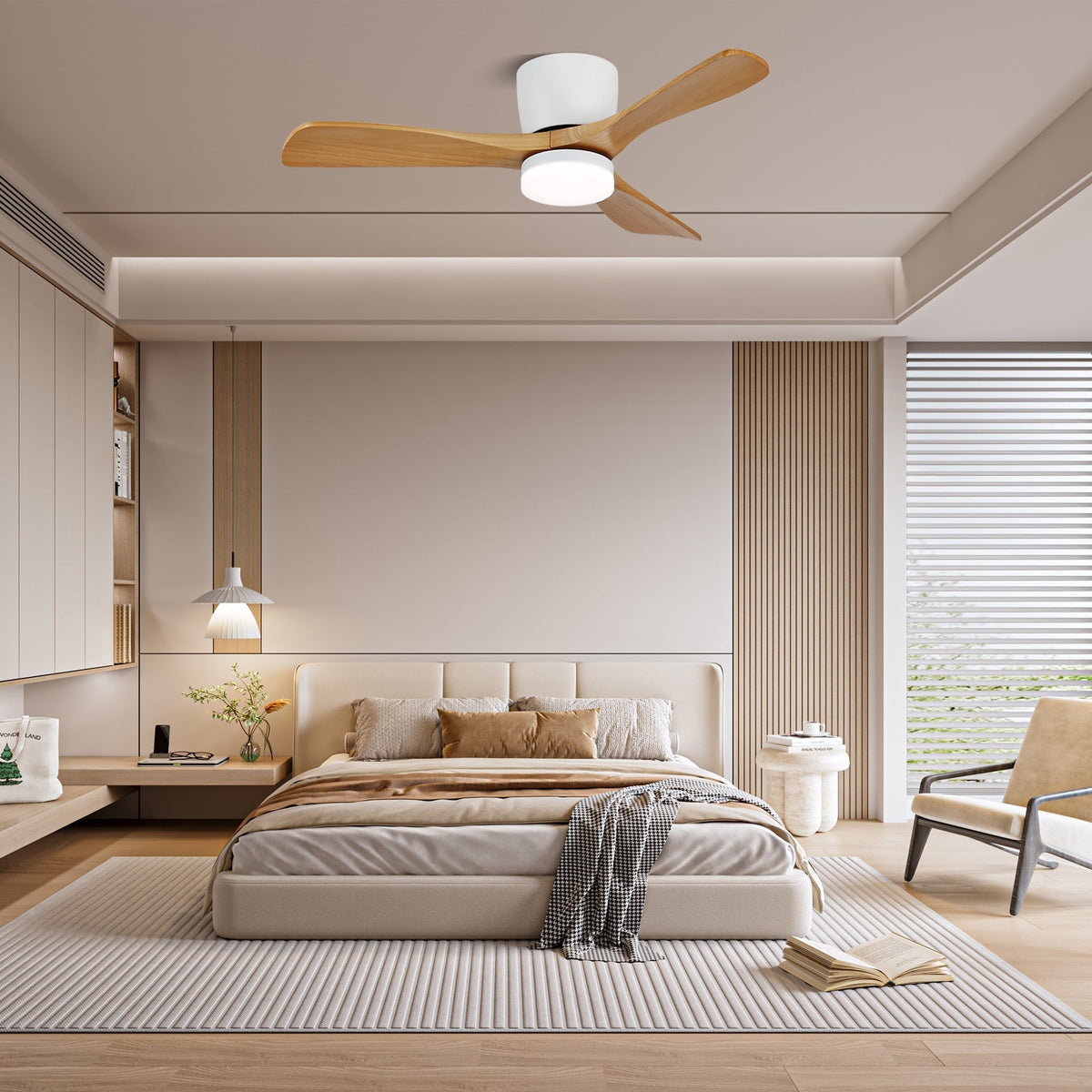 Brinor Minimalist Wood Ceiling Fan Light