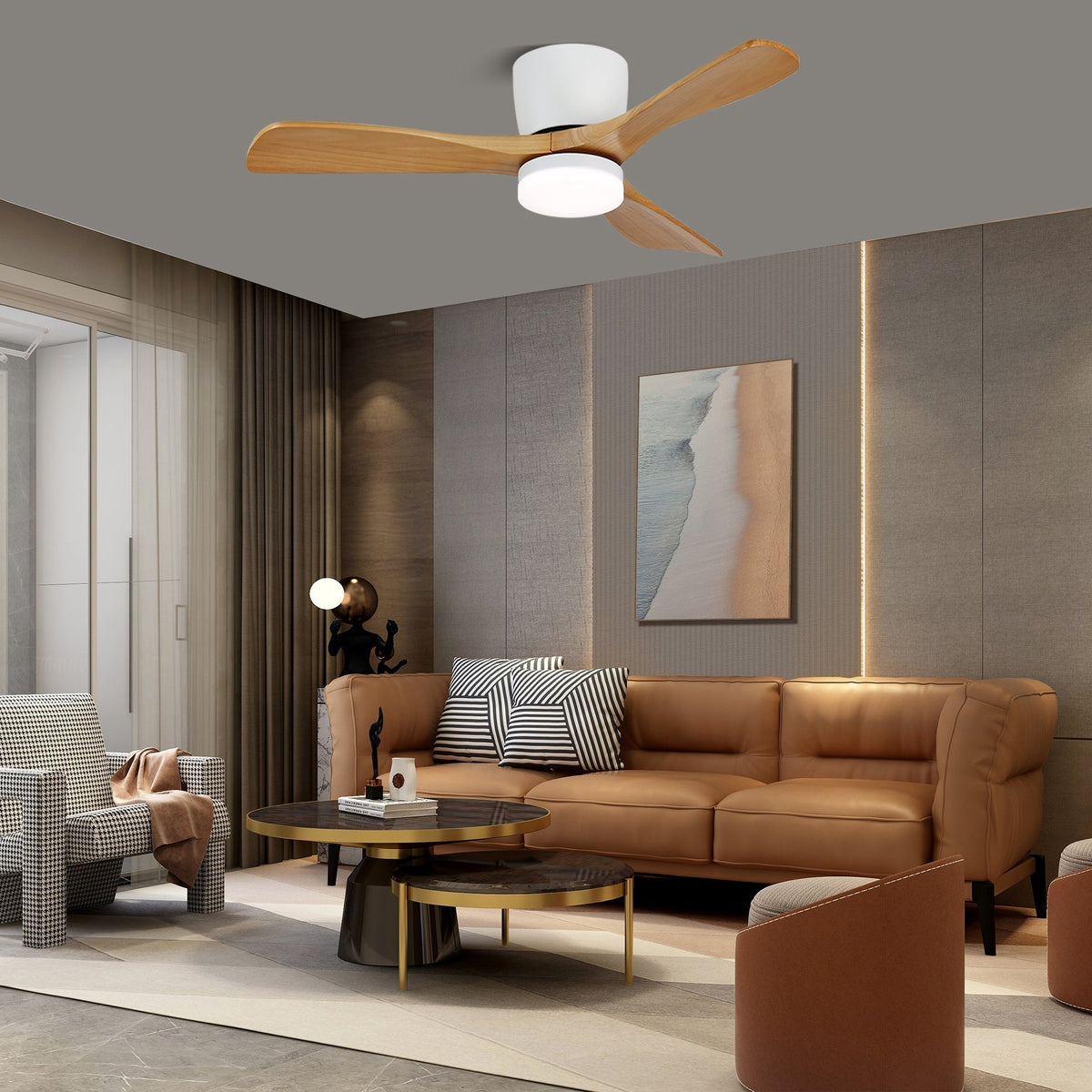 Brinor Minimalist Wood Ceiling Fan Light