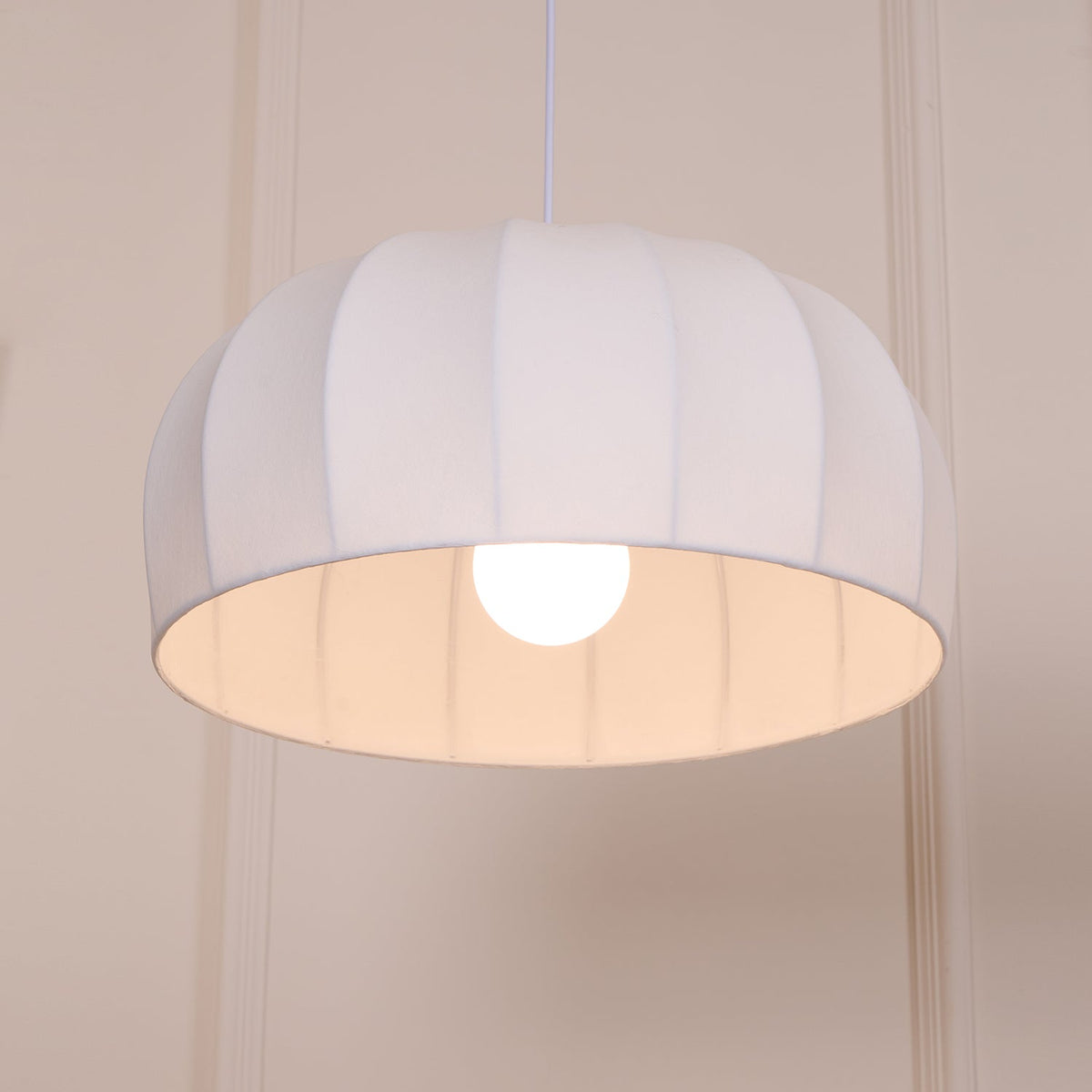 Fioeina White Fabric Dome Pendant Light