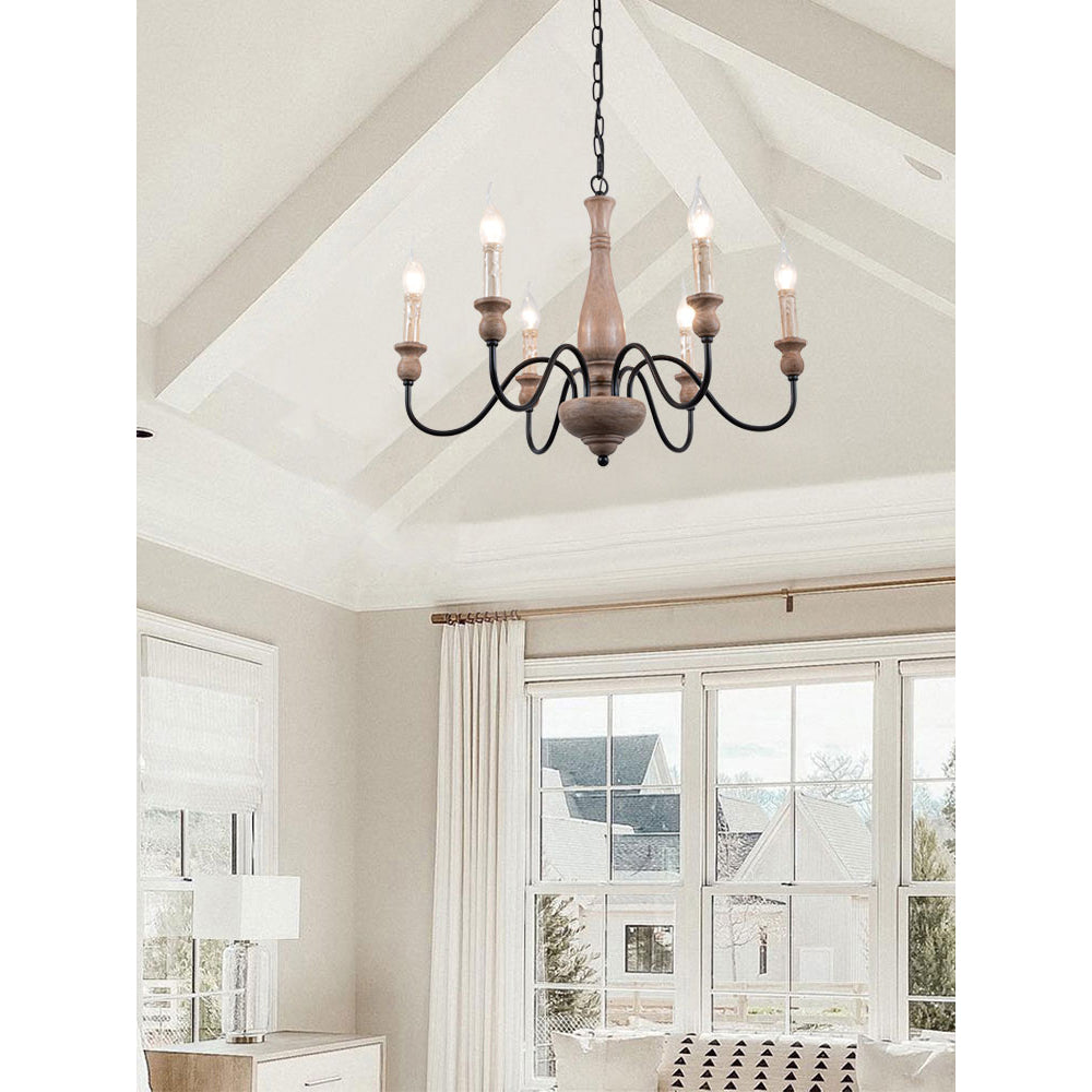 Afralia Modern Industrial Wooden Chandelier