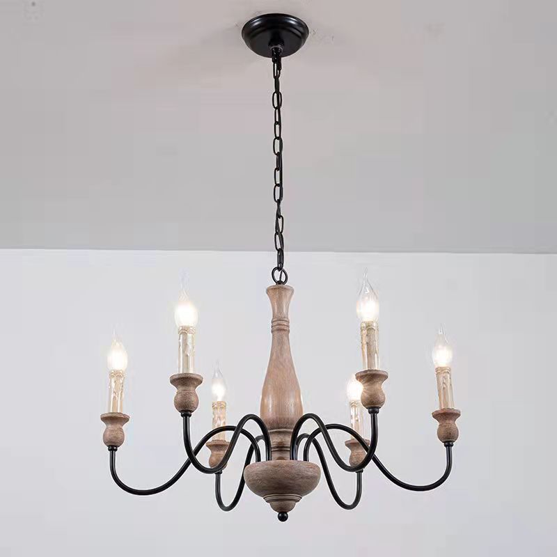 Afralia Modern Industrial Wooden Chandelier