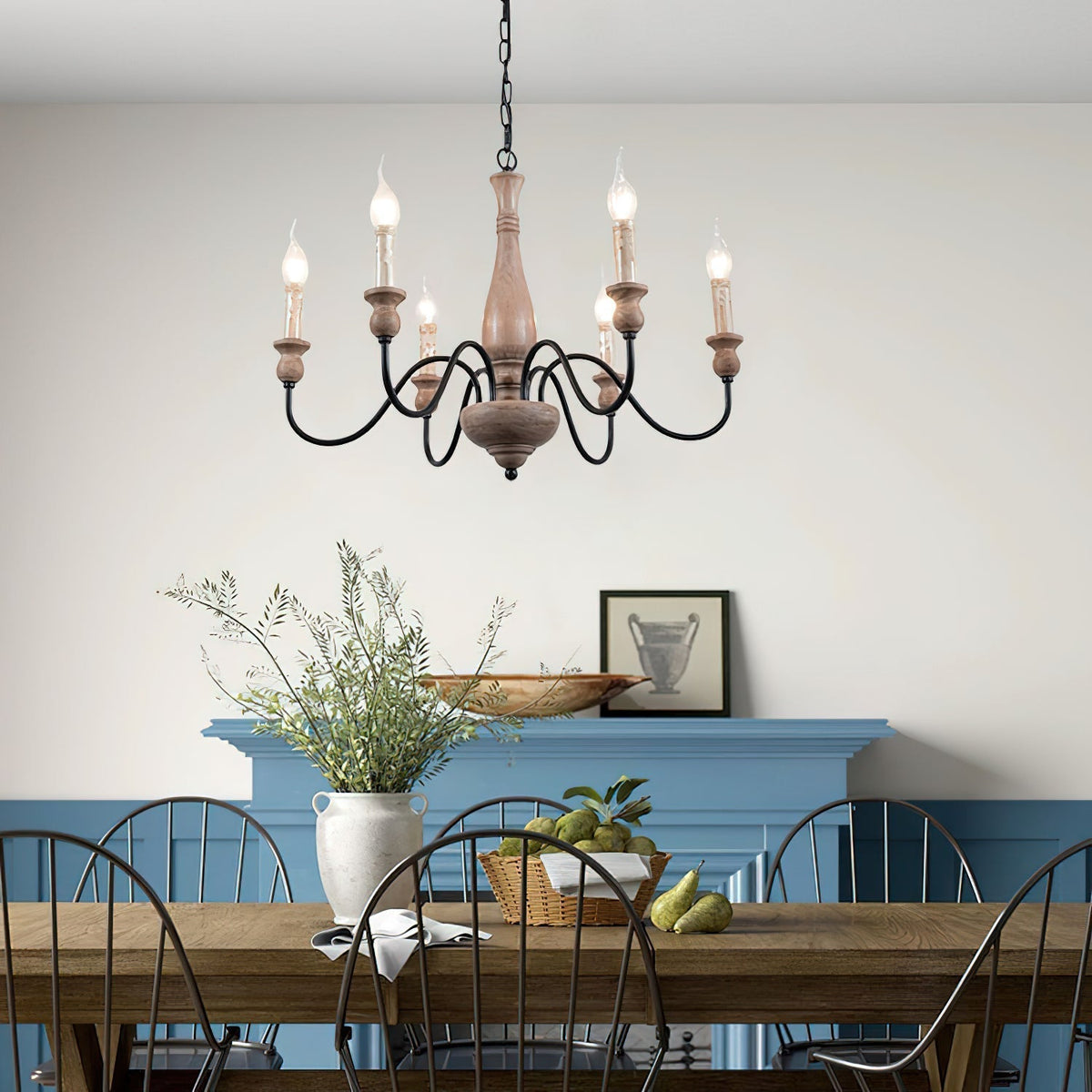 Afralia Modern Industrial Wooden Chandelier