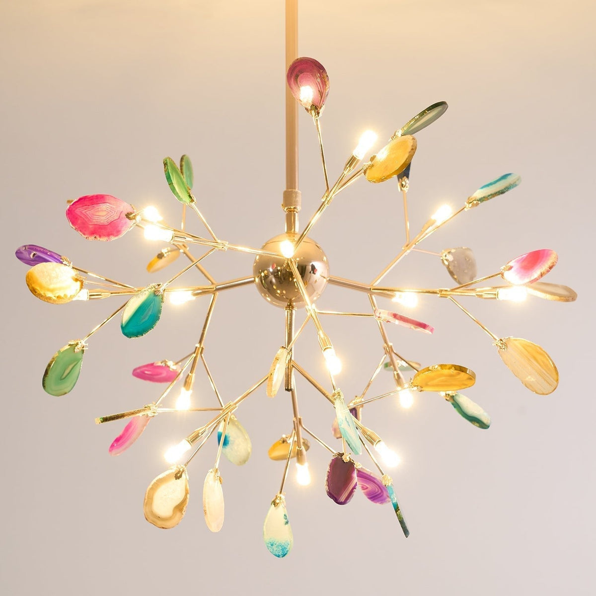 Ulenor Chandelier Colorful Leaf Gilded Arms