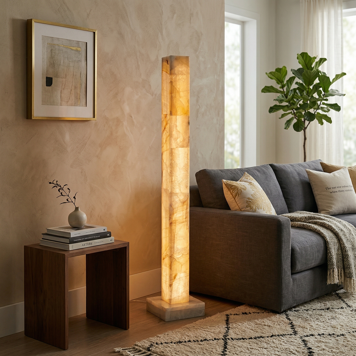Frozen Alabaster Floor Lamp