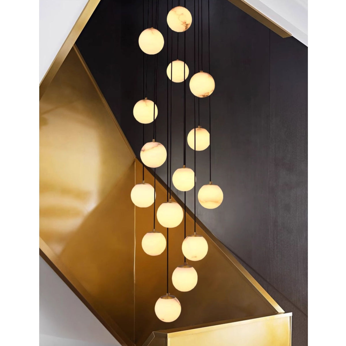 Belen Balls Modern Cluster Alabaster Chandelier