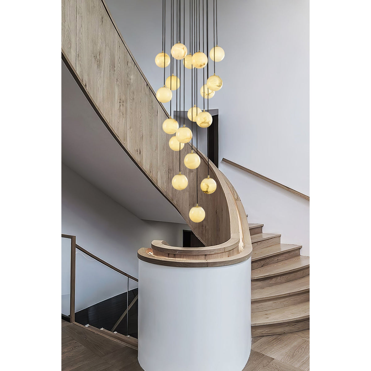 Gloruvye Balls Modern Cluster Alabaster Chandelier