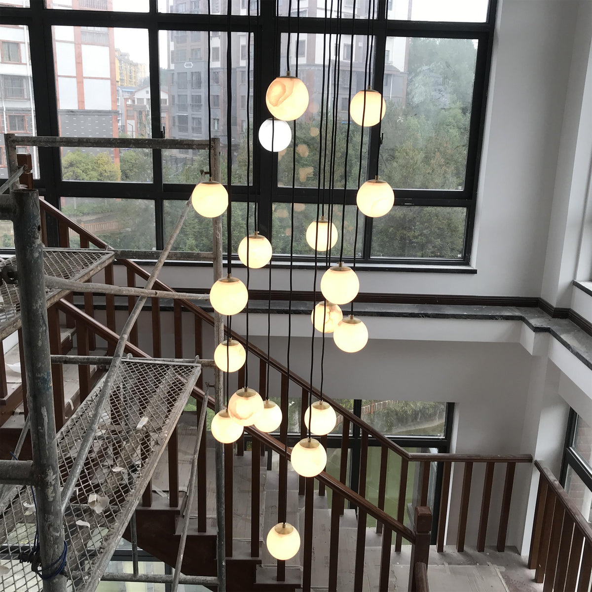 Belen Balls Modern Cluster Alabaster Chandelier