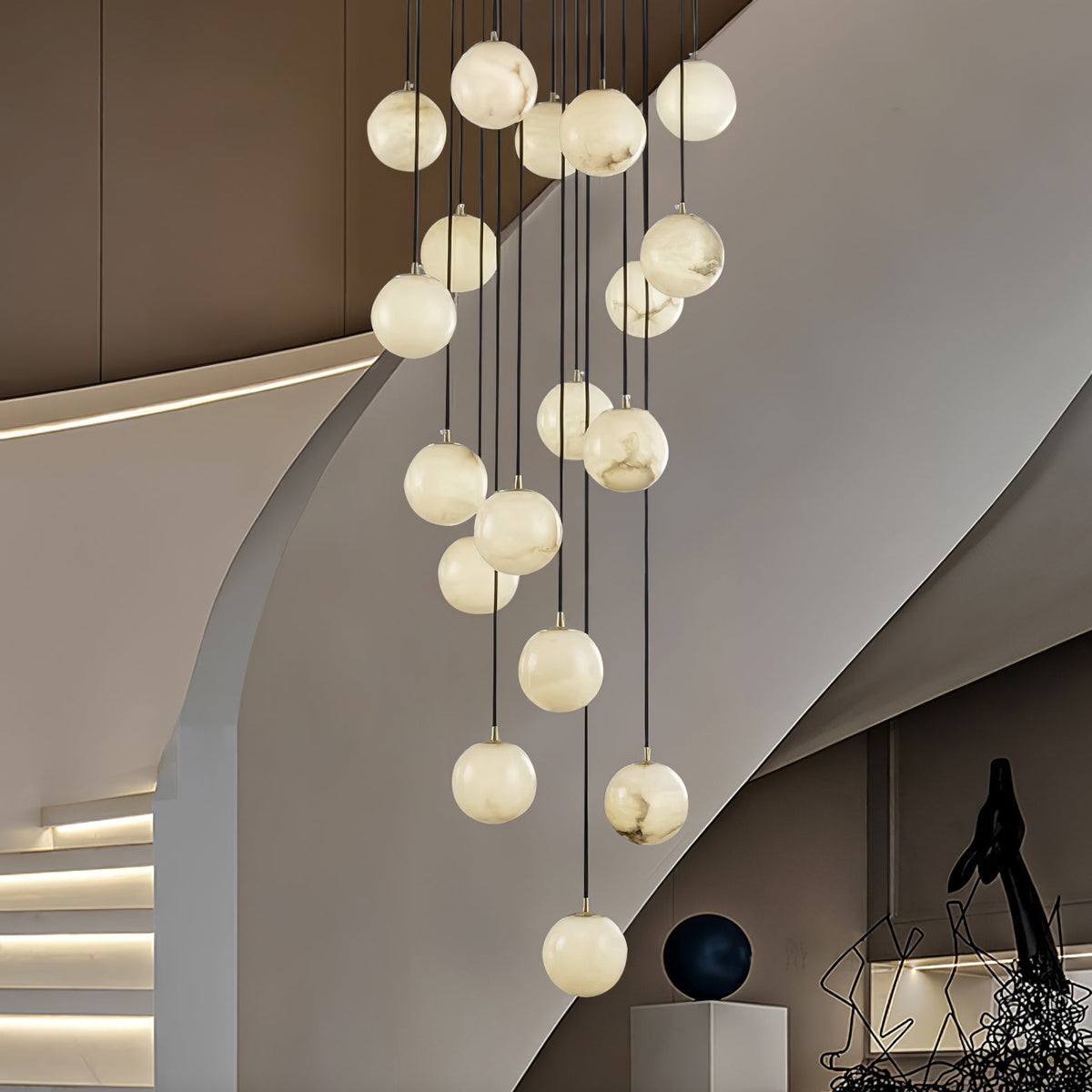 Belen Balls Modern Cluster Alabaster Chandelier