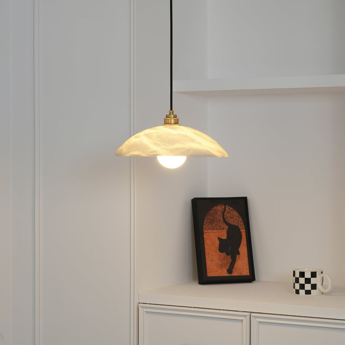 Warenol Minimalist Alabaster Pendant Light