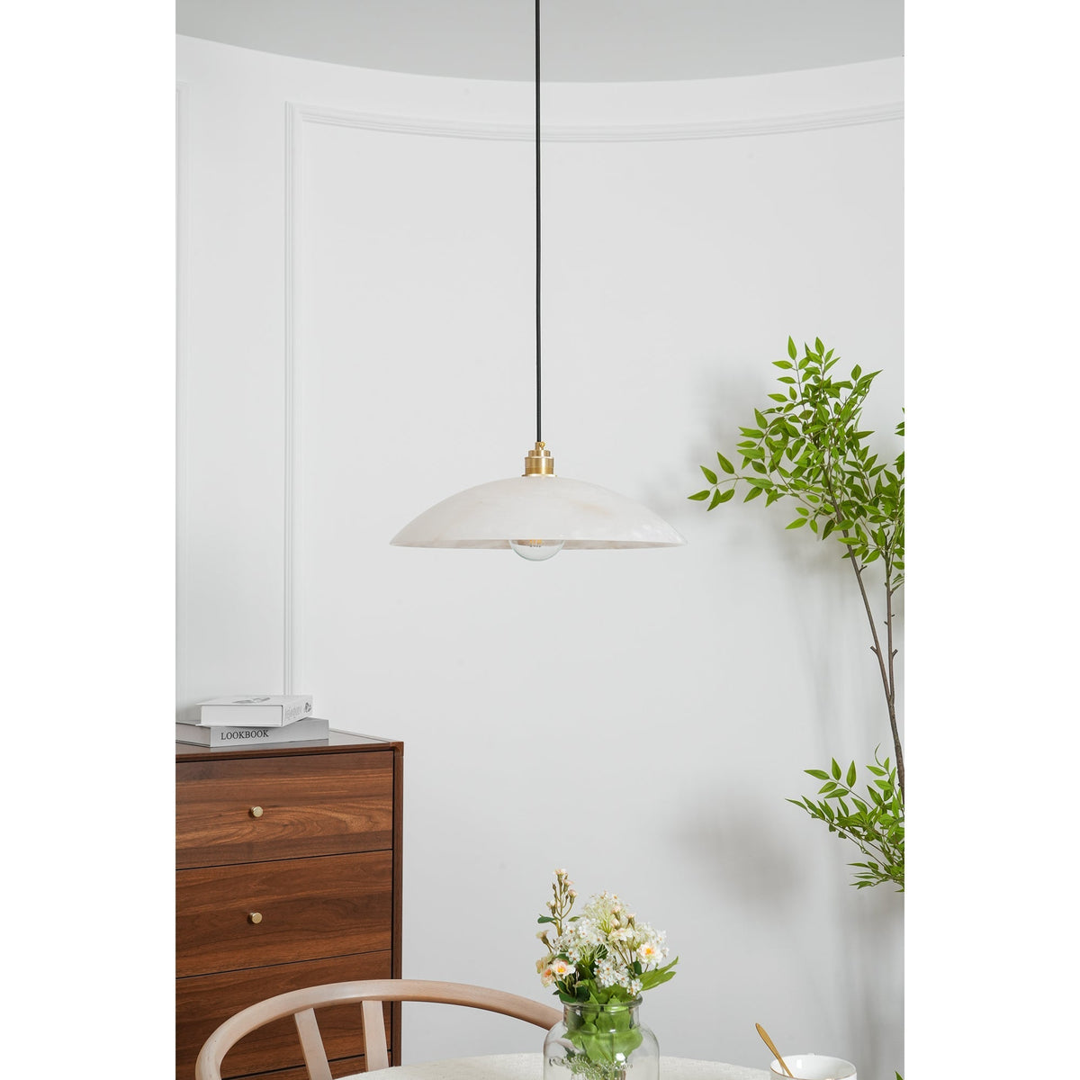 Warenol Minimalist Alabaster Pendant Light