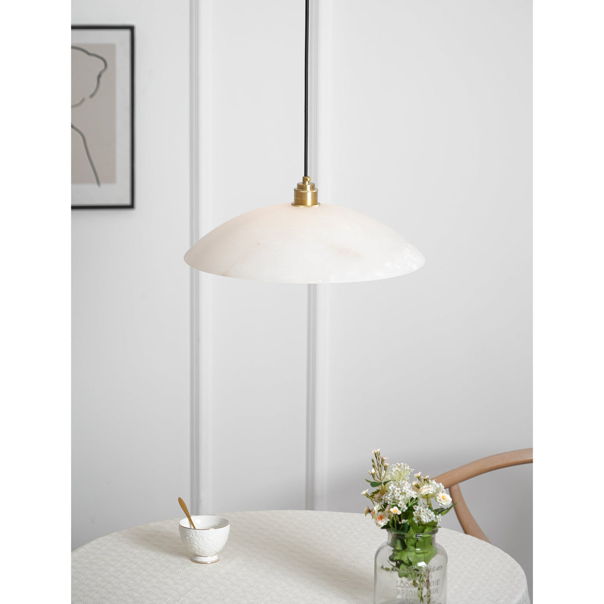 Warenol Minimalist Alabaster Pendant Light