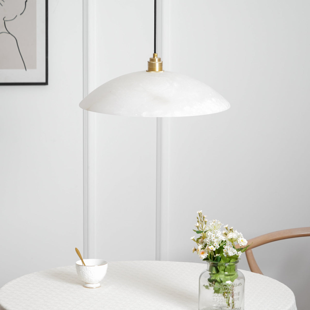 Warenol Minimalist Alabaster Pendant Light