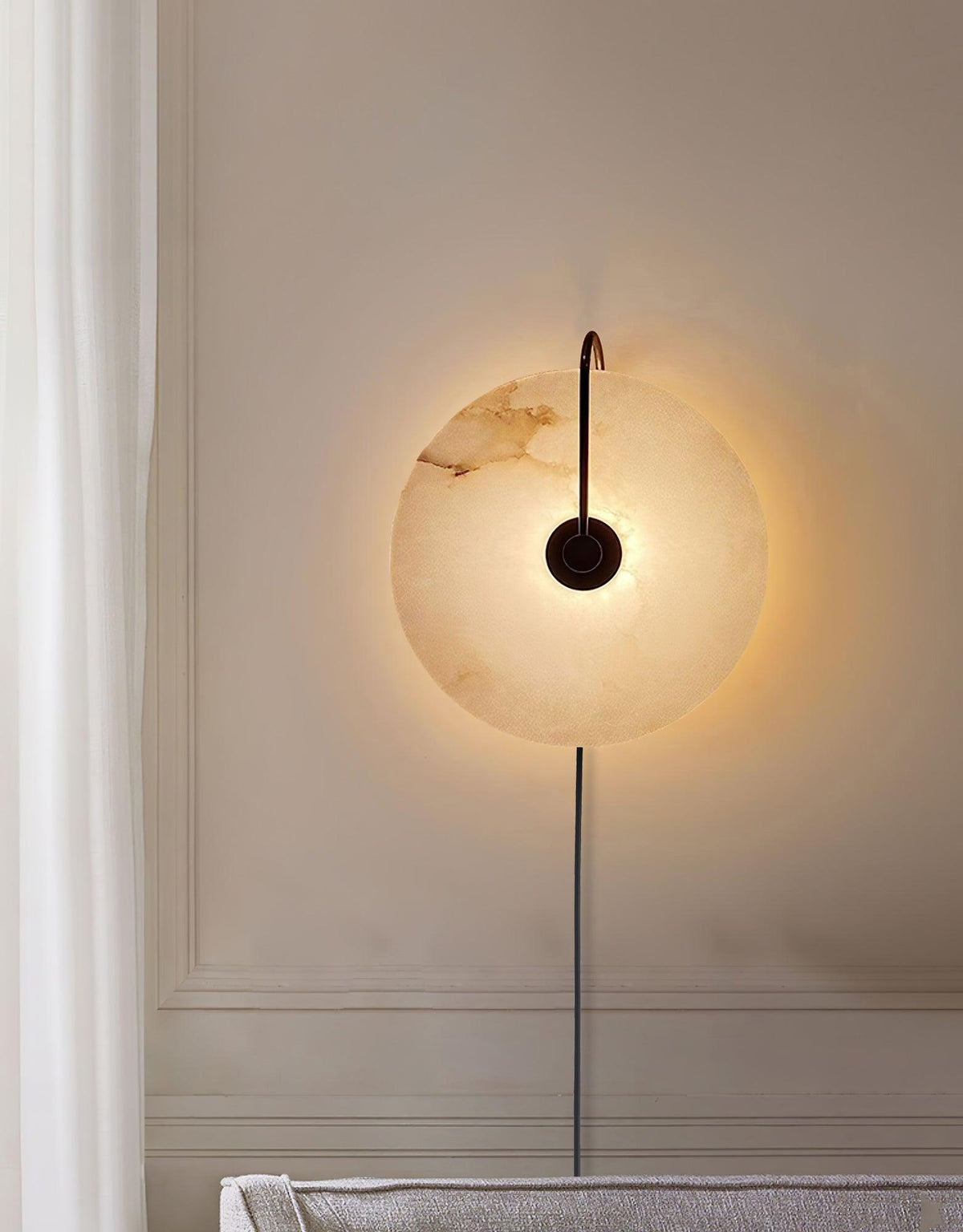Albeaine Alabaster Globe Plug Wall Lamp