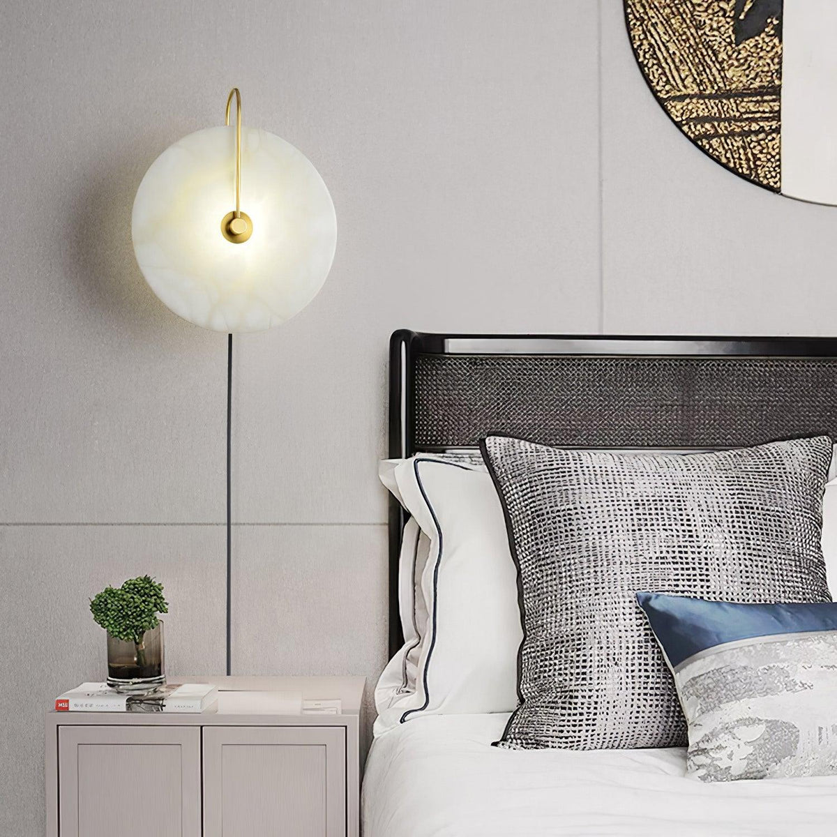 Albeaine Alabaster Globe Plug Wall Lamp