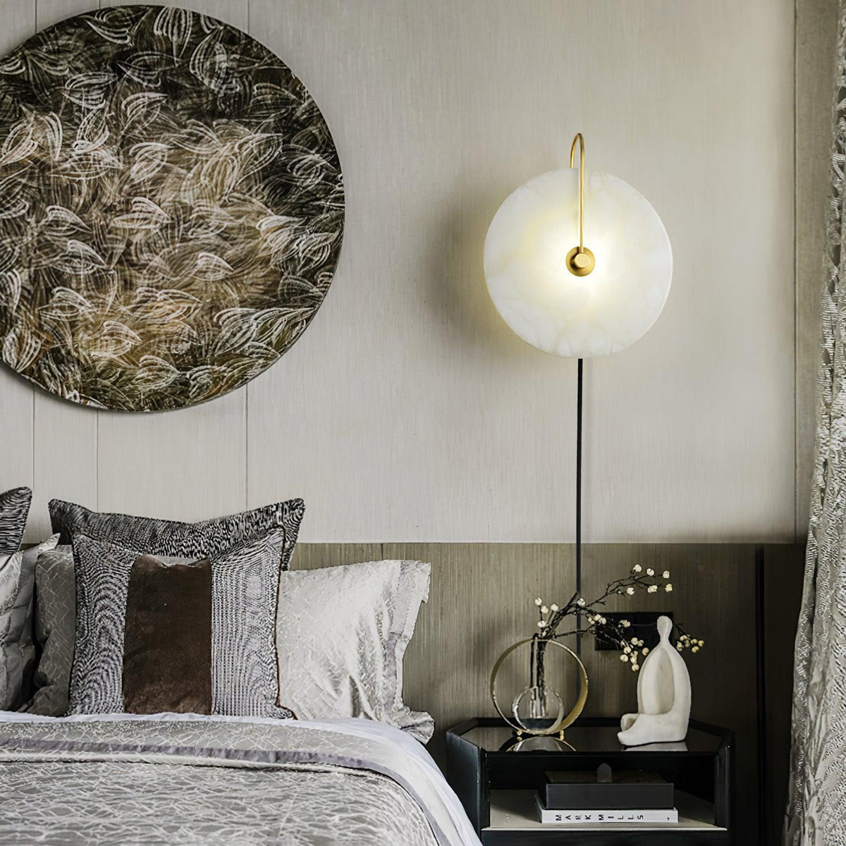 Albeaine Alabaster Globe Plug Wall Lamp