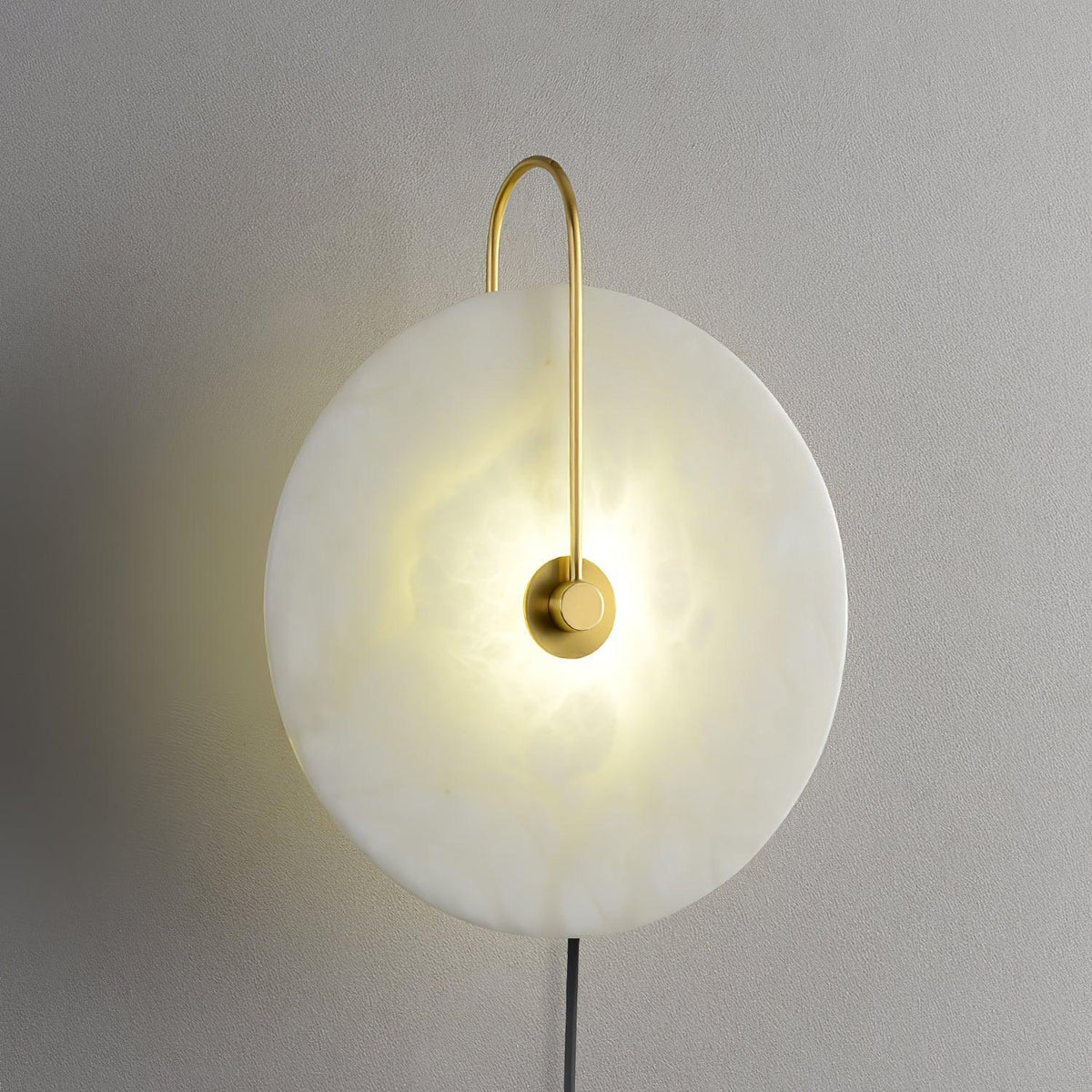 Albeaine Alabaster Globe Plug Wall Lamp
