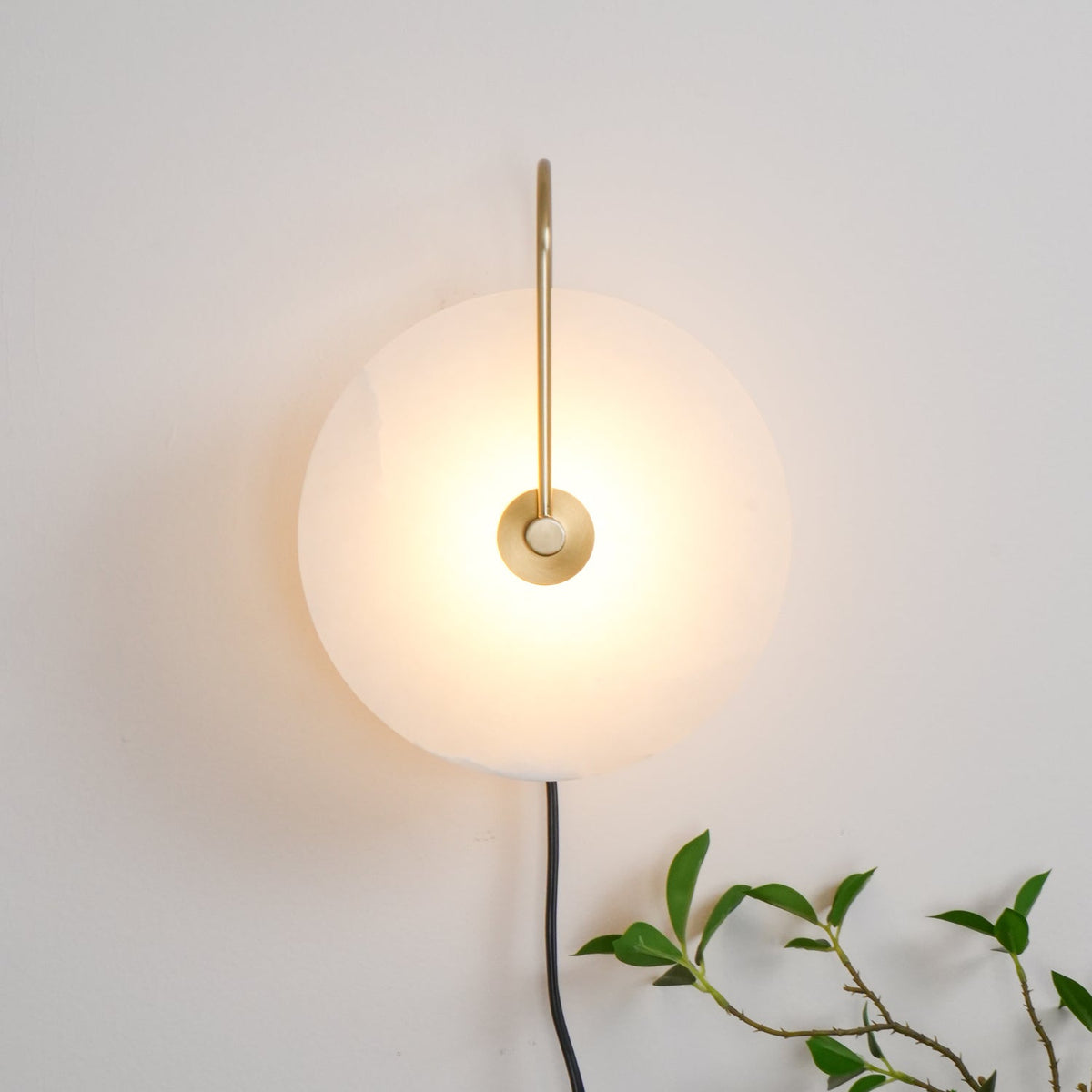 Albeaine Alabaster Globe Plug Wall Lamp