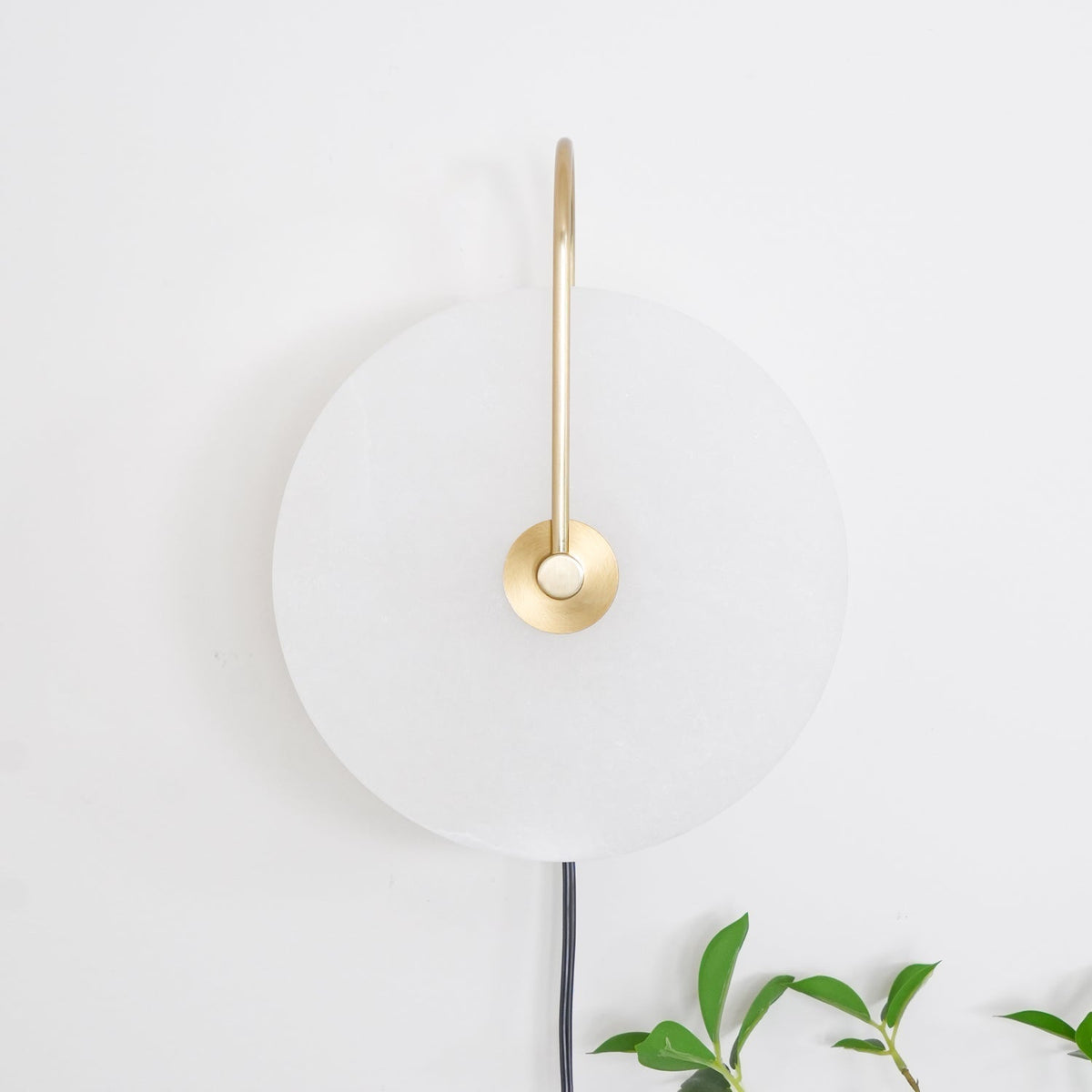 Albeaine Alabaster Globe Plug Wall Lamp