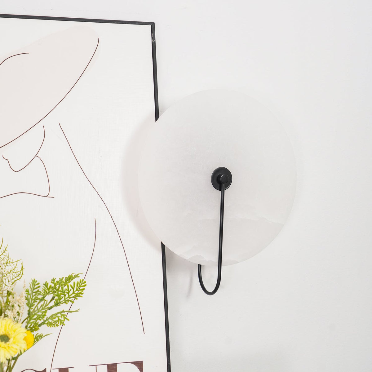 Albeaine Alabaster Globe Plug Wall Lamp