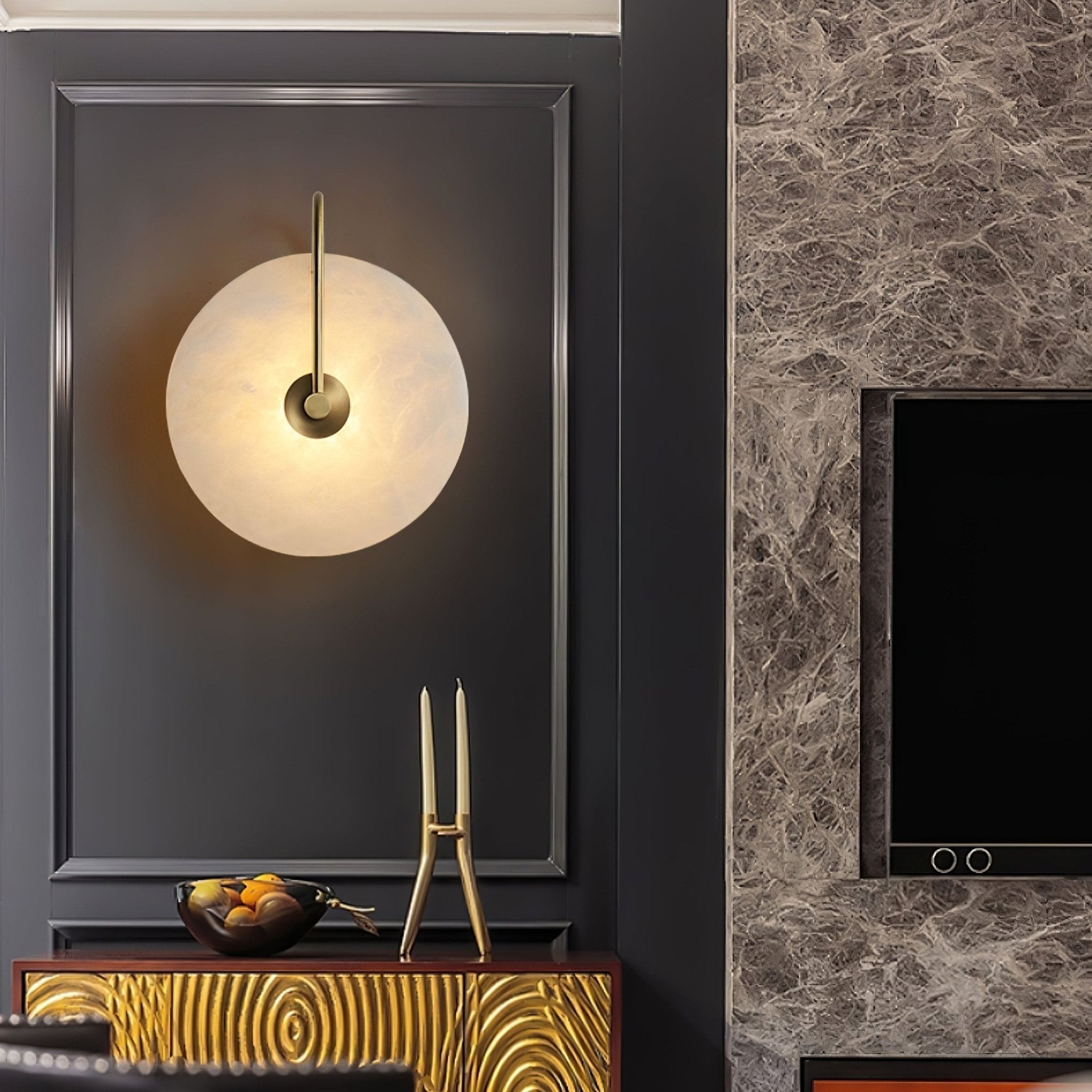 Kristy Alabaster LED Wall Lamp Round Iconic Circular