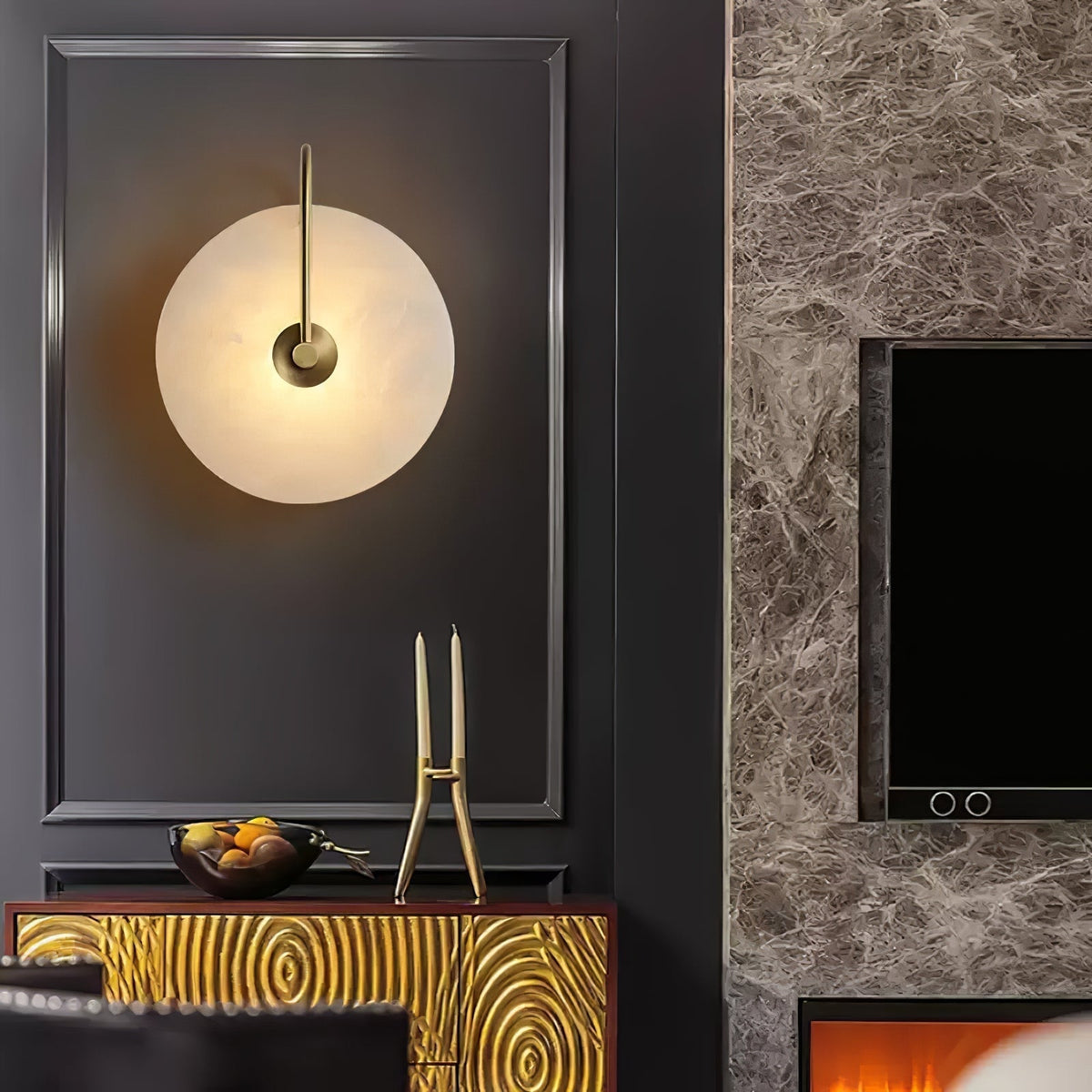 Albeaine Alabaster Globe Plug Wall Lamp