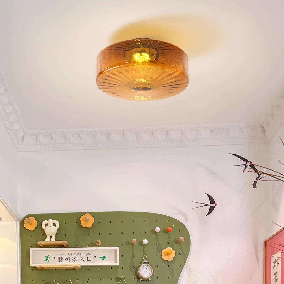 Zaboron Amber Glass Ceiling Light