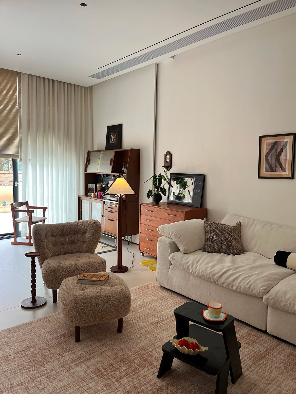 Ersolan Triangular Wood & Fabric Floor Lamp