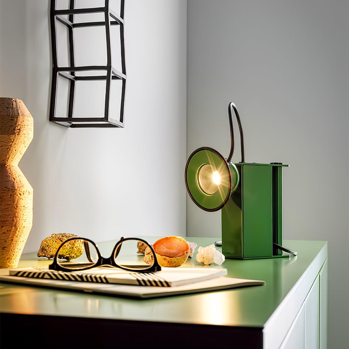Ersolan Triangular Wood & Fabric Floor Lamp
