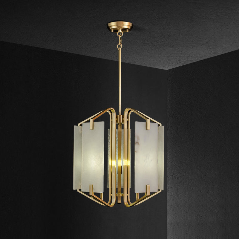 Plotuvys Postmodern Luxury Brass Alabaster Chandelier