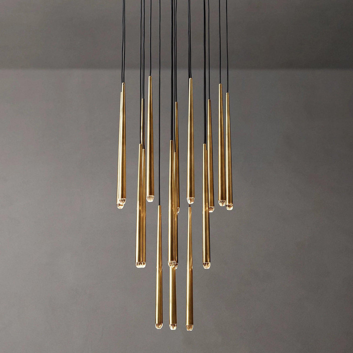 Larry Chandelier Crystal Brass Blackened Silver Staircase